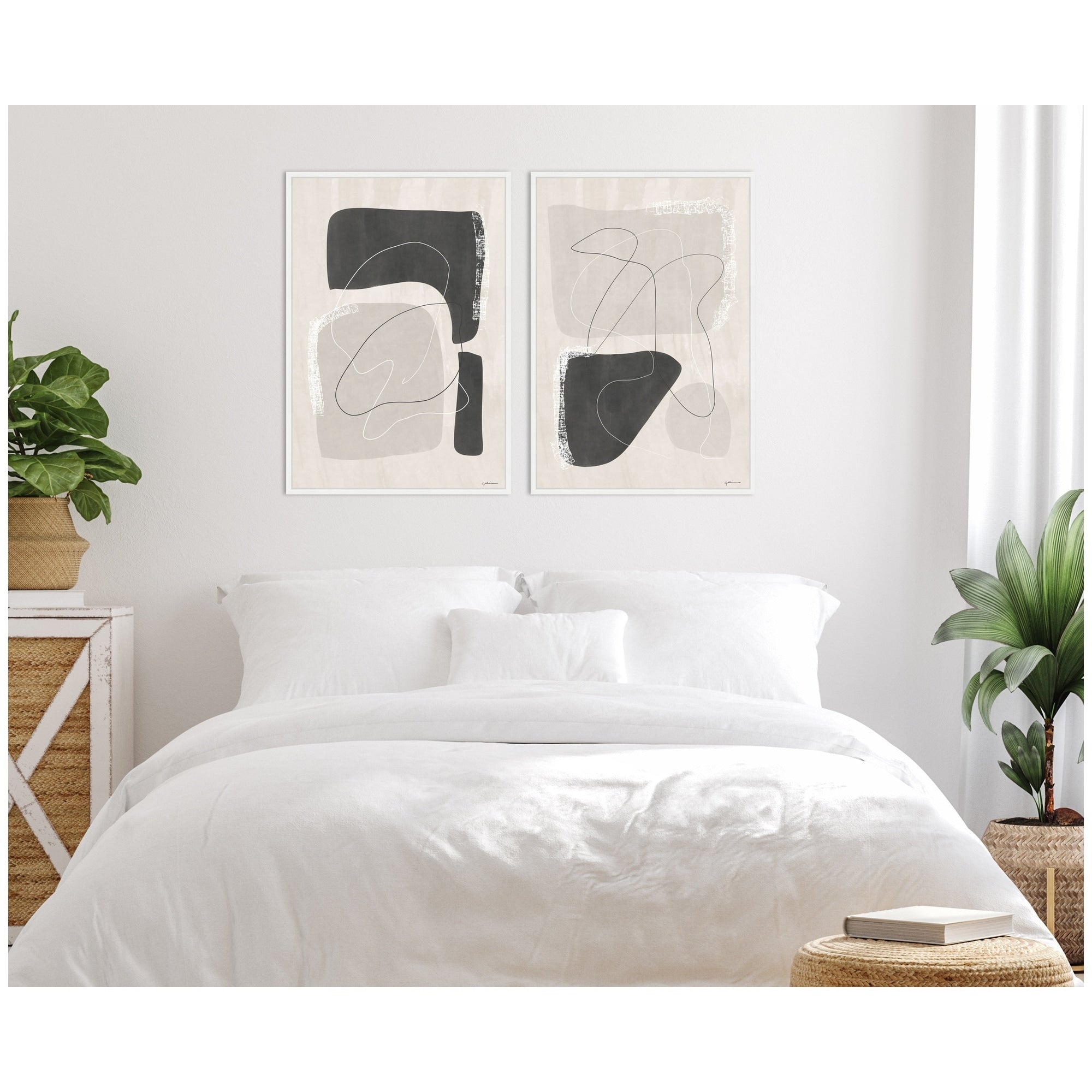 Kate And Laurel Abstract Shapes 01 02 2 Piece Framed Canvas Wall Art Set By Gabrielly Guedes