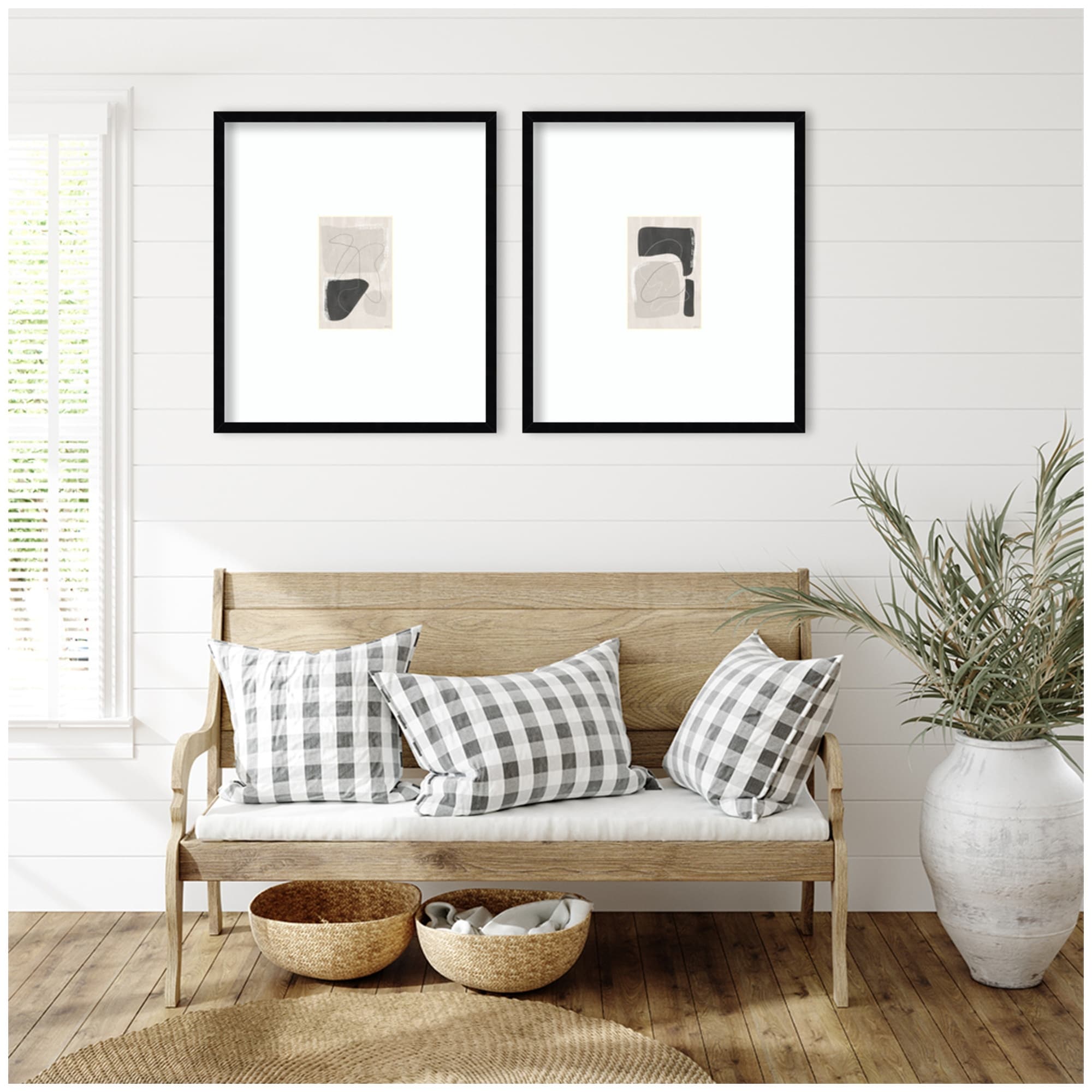 Kate And Laurel Abstract Shapes 01 02 2 Piece Framed Wall Art Print Set By Gabrielly Guedes