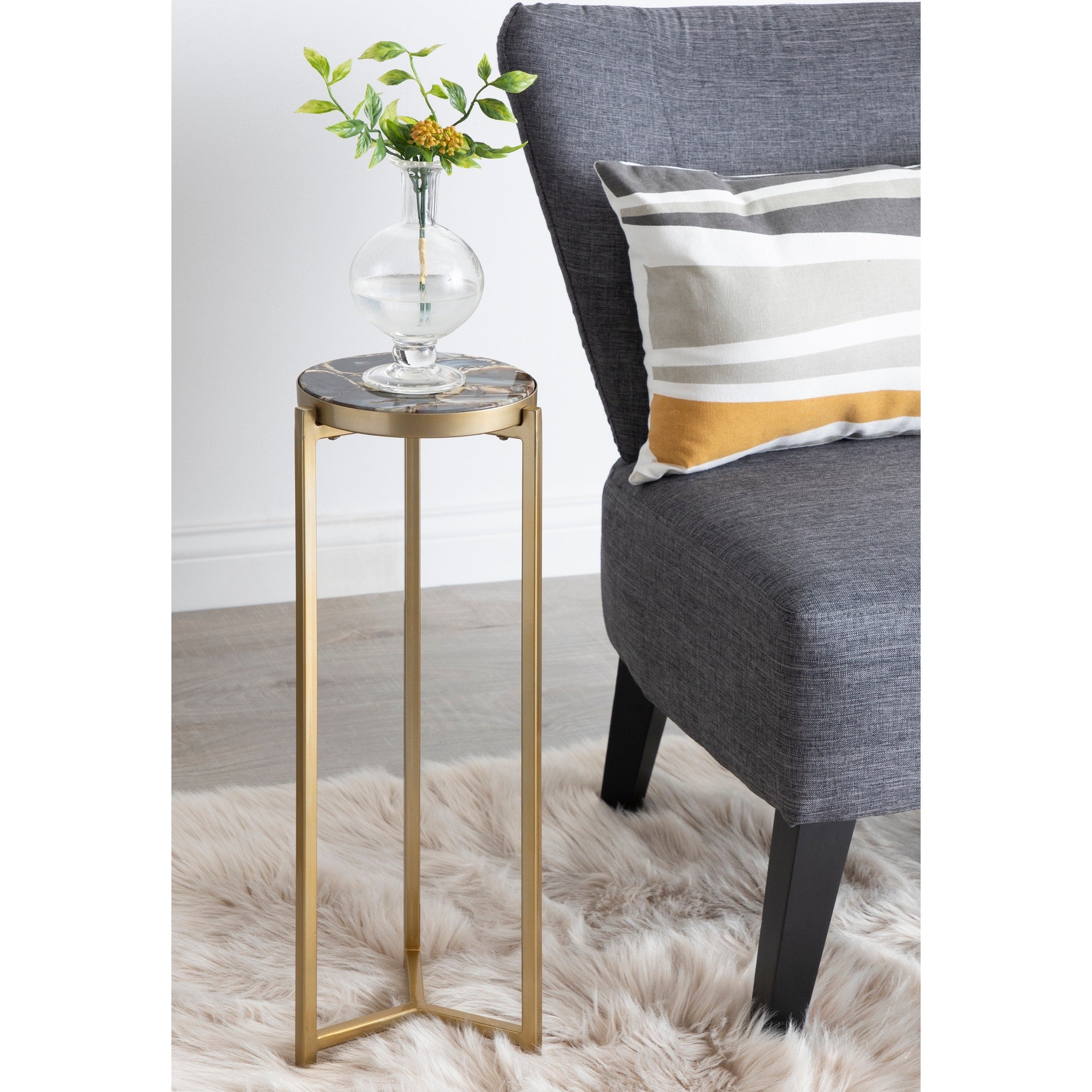 Kate And Laurel Aguilar Glam Drink Table 8X8X23