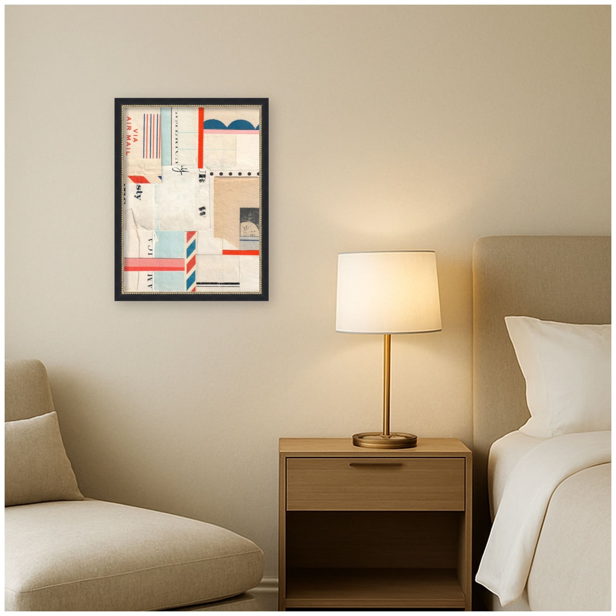 Kate And Laurel Air Mail Fc By Felicia Dadak Framed Mounted Canvas Wall Art Print