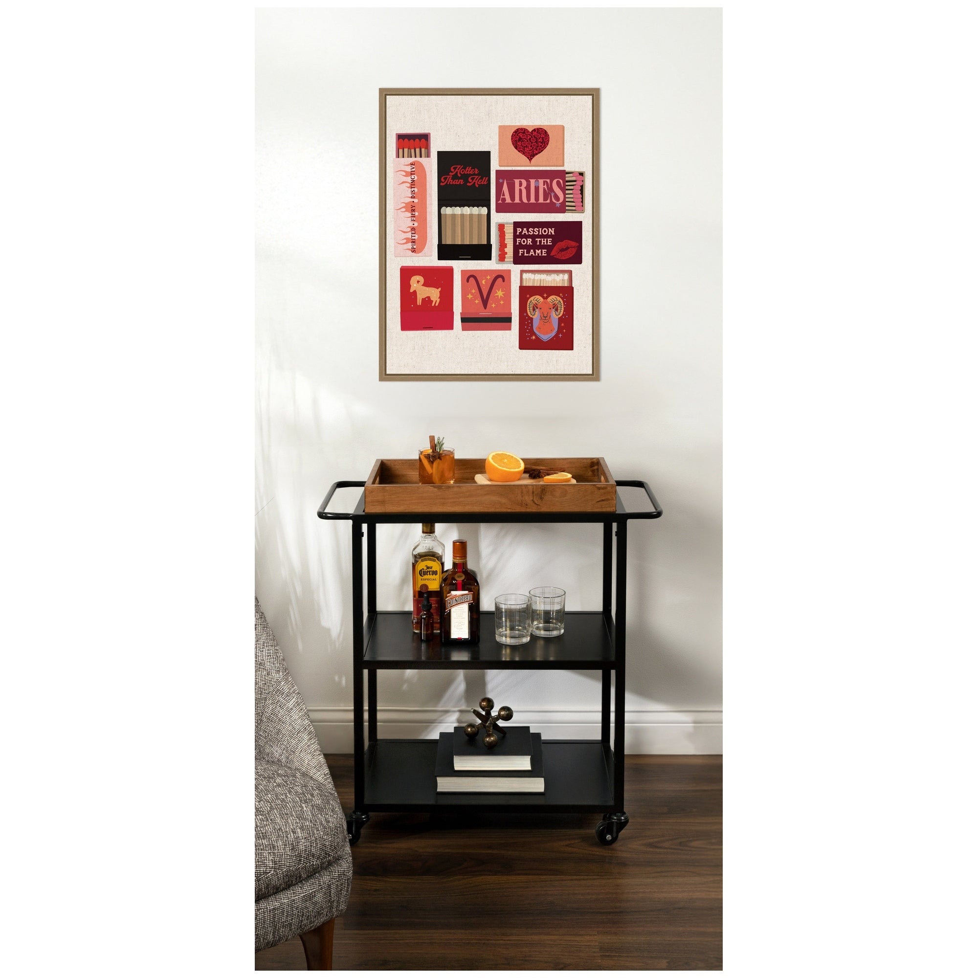 Kate And Laurel Aries Matchbook Linen Fc By Megan Ryan Framed Canvas Wall Art Print
