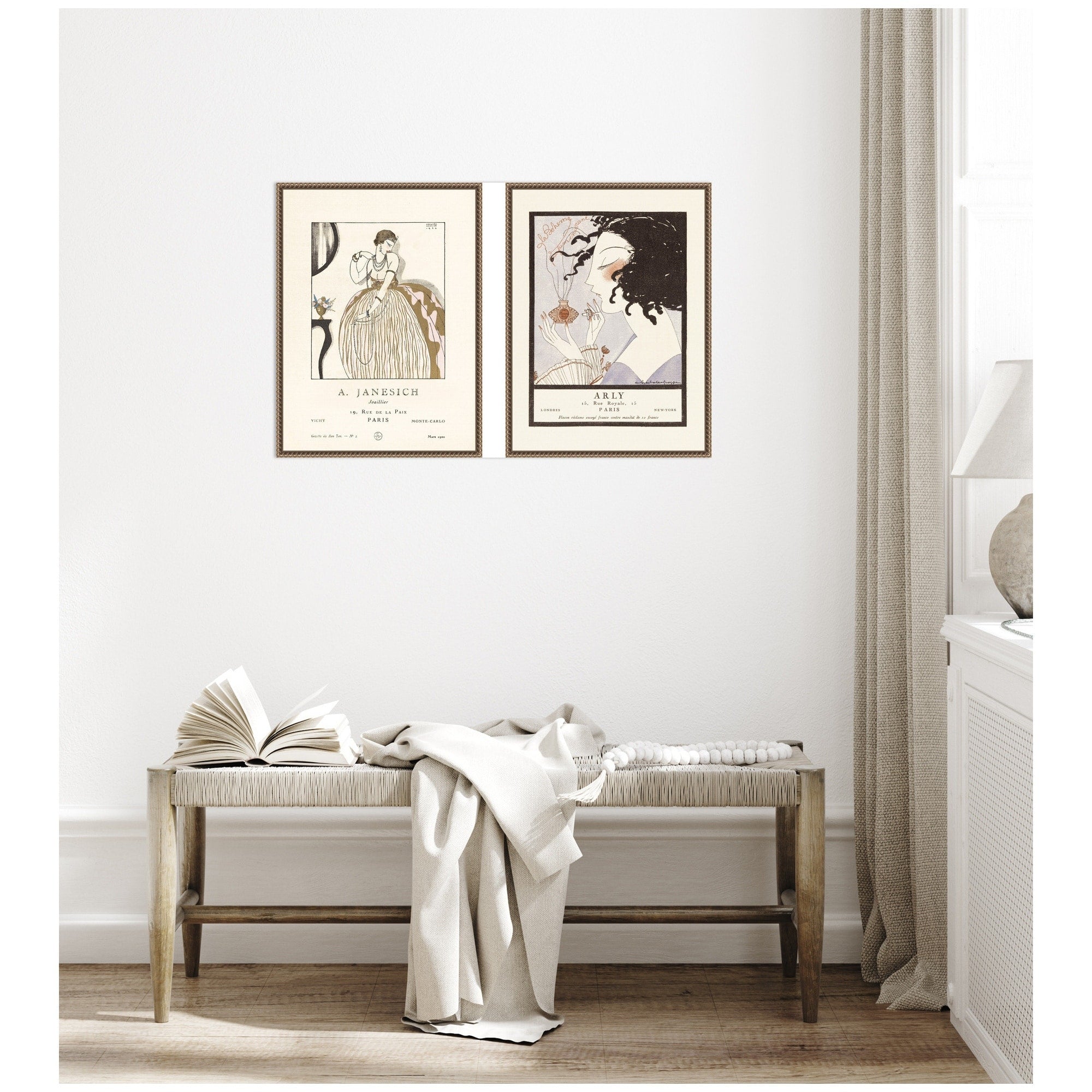 Kate And Laurel Arly 1921 Jacovleff Janesich 1920 Edouard Halouze 2 Piece Framed Canvas Art Set By Nostalgia Prints