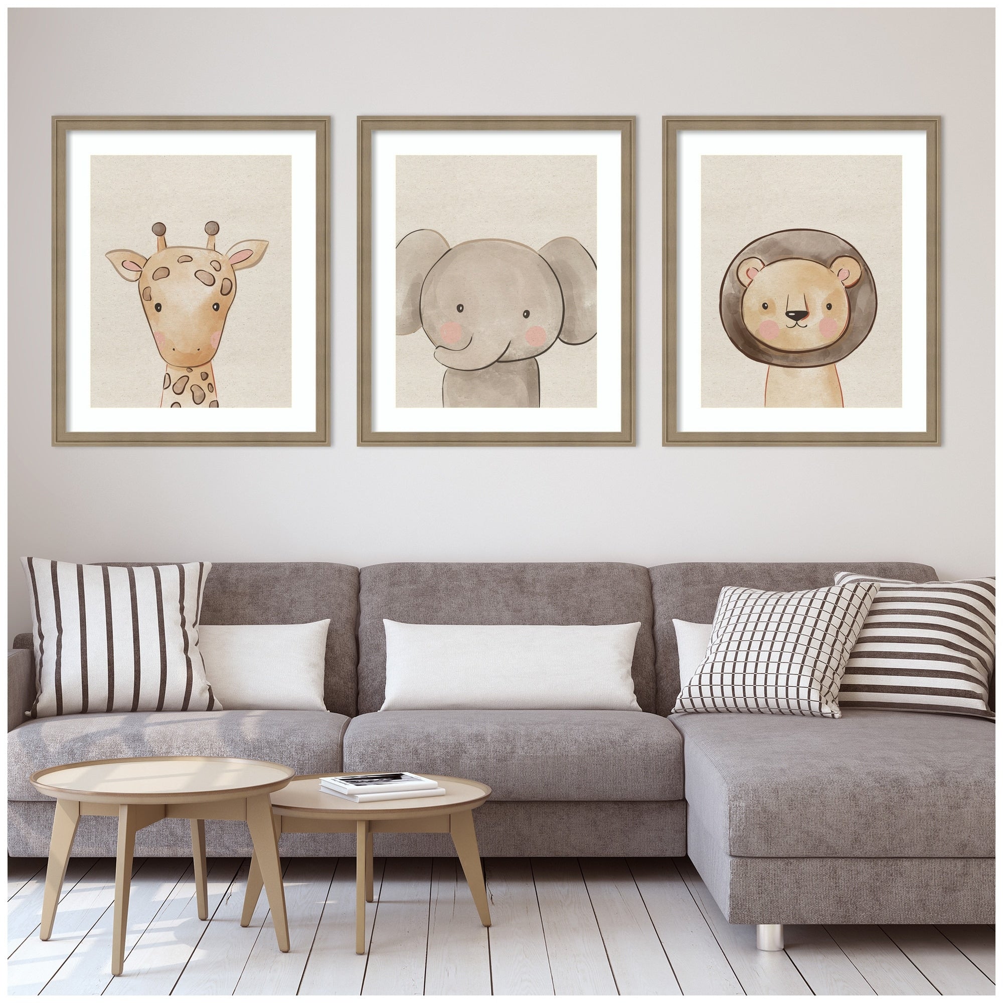 Kate And Laurel Baby Animal Portrait 3 Piece Framed Wall Art Print Set By The Creative Bunch Studio
