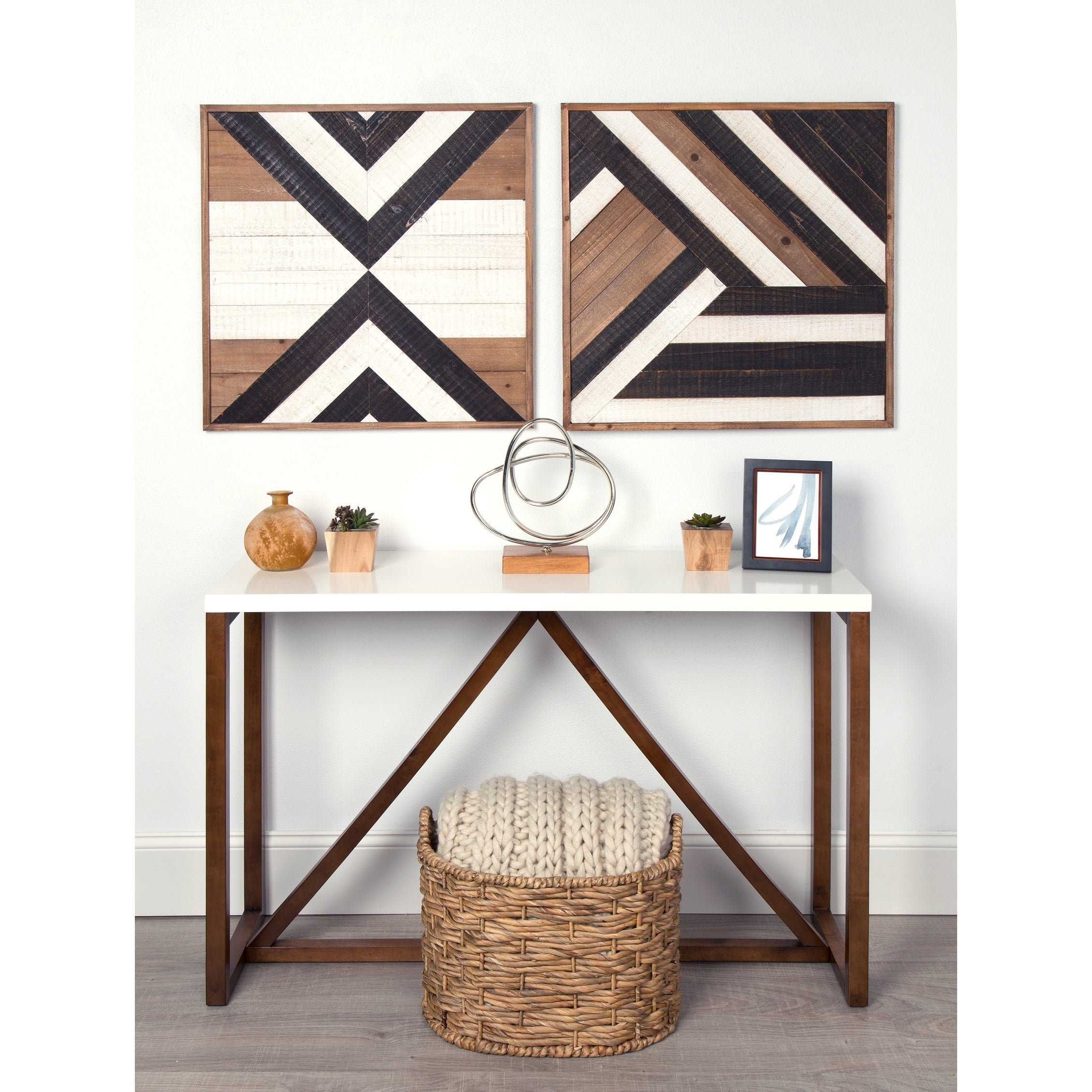 Kate And Laurel Ballez Shiplap Black White And Rustic Brown Wood Plank Art