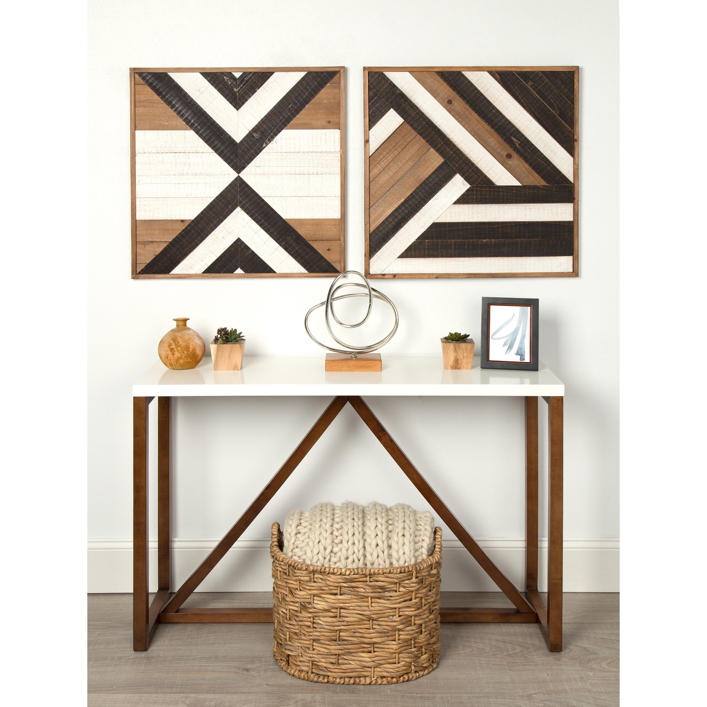 Kate And Laurel Baralt Shiplap Black White And Rustic Brown Wood Plank Art
