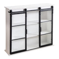 Kate And Laurel Barnhardt Wood Wall Storage Cabinet With Sliding Glass Doors 28X30
