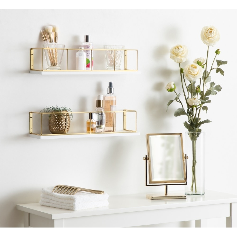 Kate And Laurel Benbrook 18 Wood And Metal Floating Wall Shelves 2 Piece