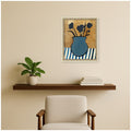Kate And Laurel Black Flowers In Blue Vase By Cris Villa Studio Framed Mounted Canvas Wall Art Print