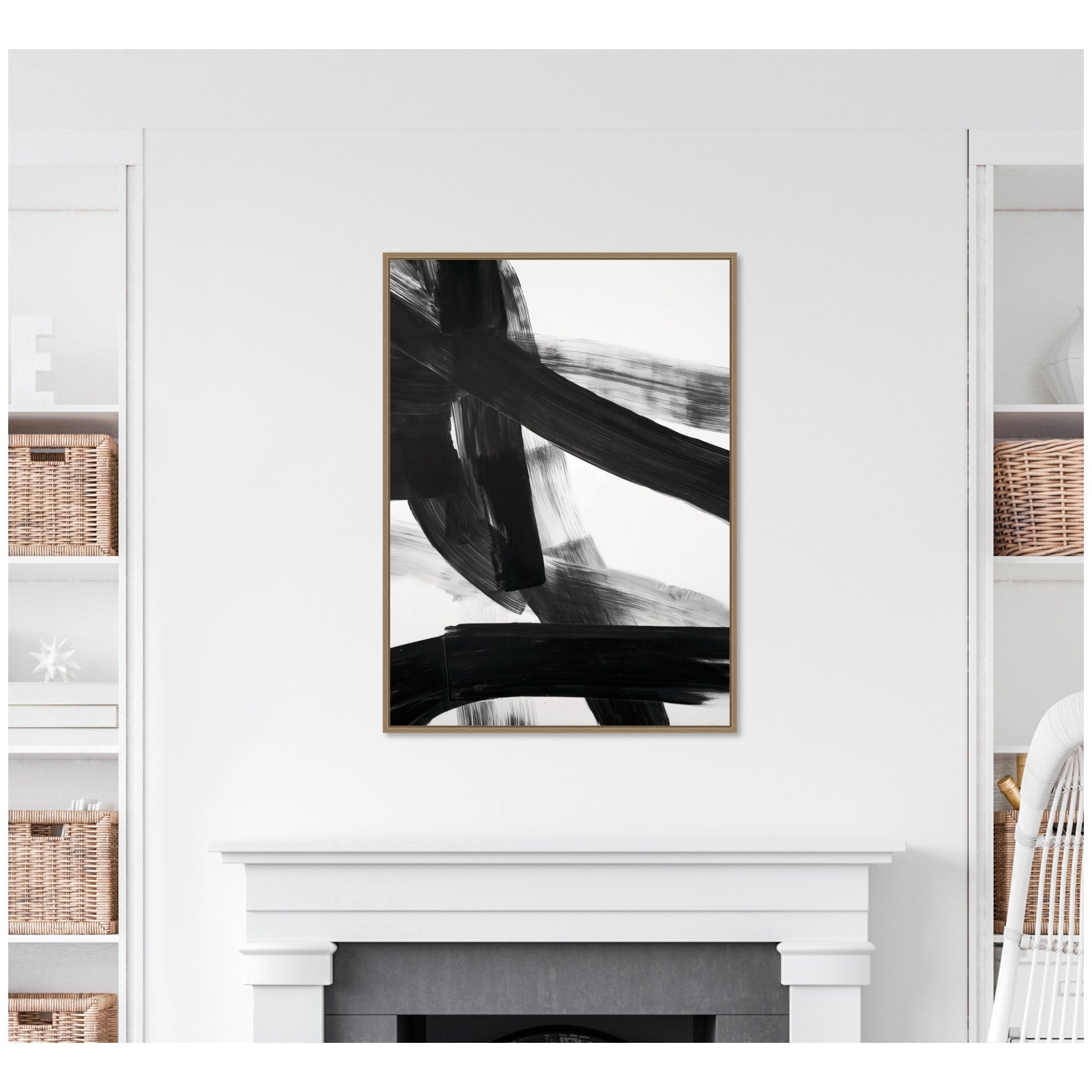 Kate And Laurel Black Mark No. 1 By Amy Lighthall Framed Canvas Wall Art Print
