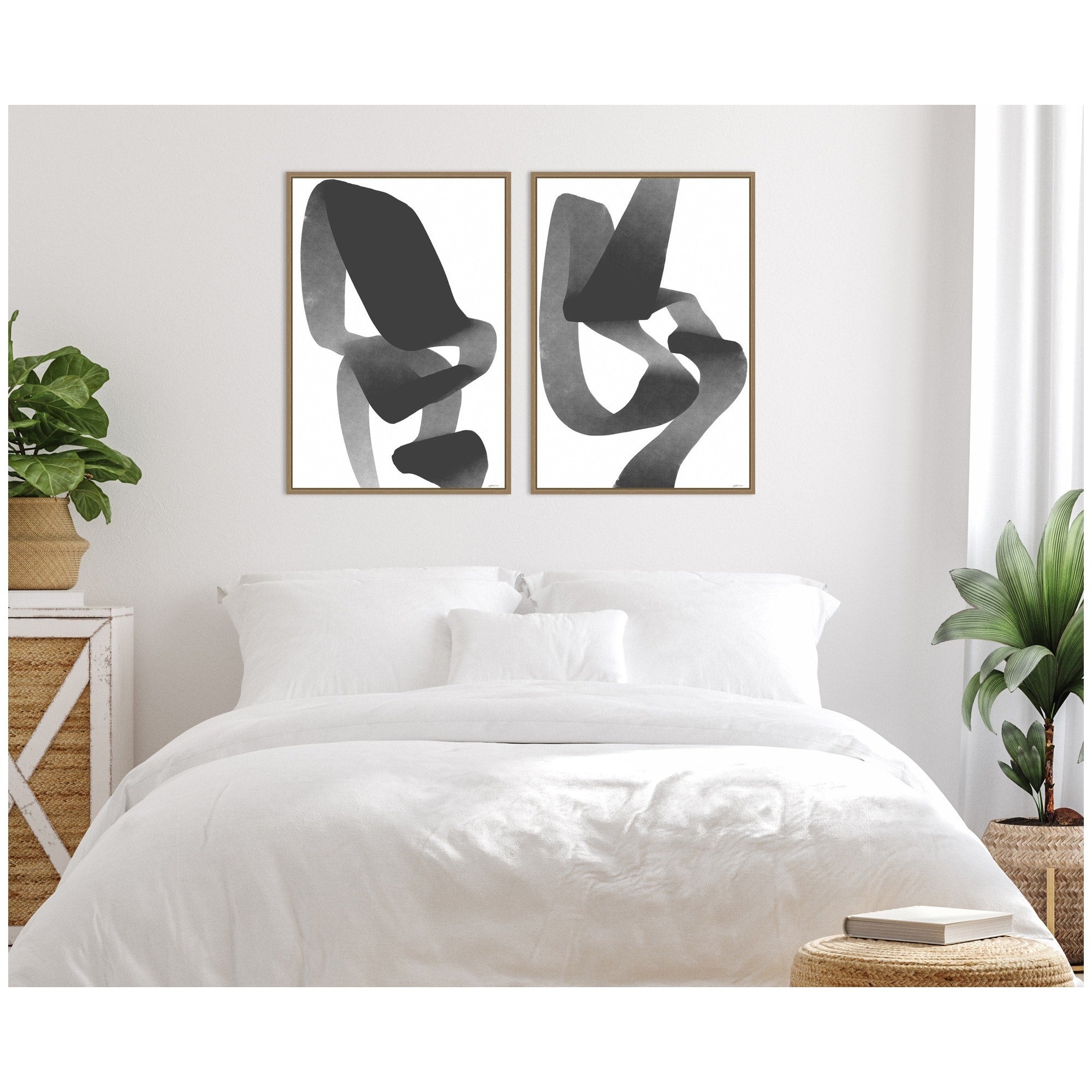 Kate And Laurel Black And White Abstract 01 02 2 Piece Framed Canvas Wall Art Set By Gabrielly Guedes