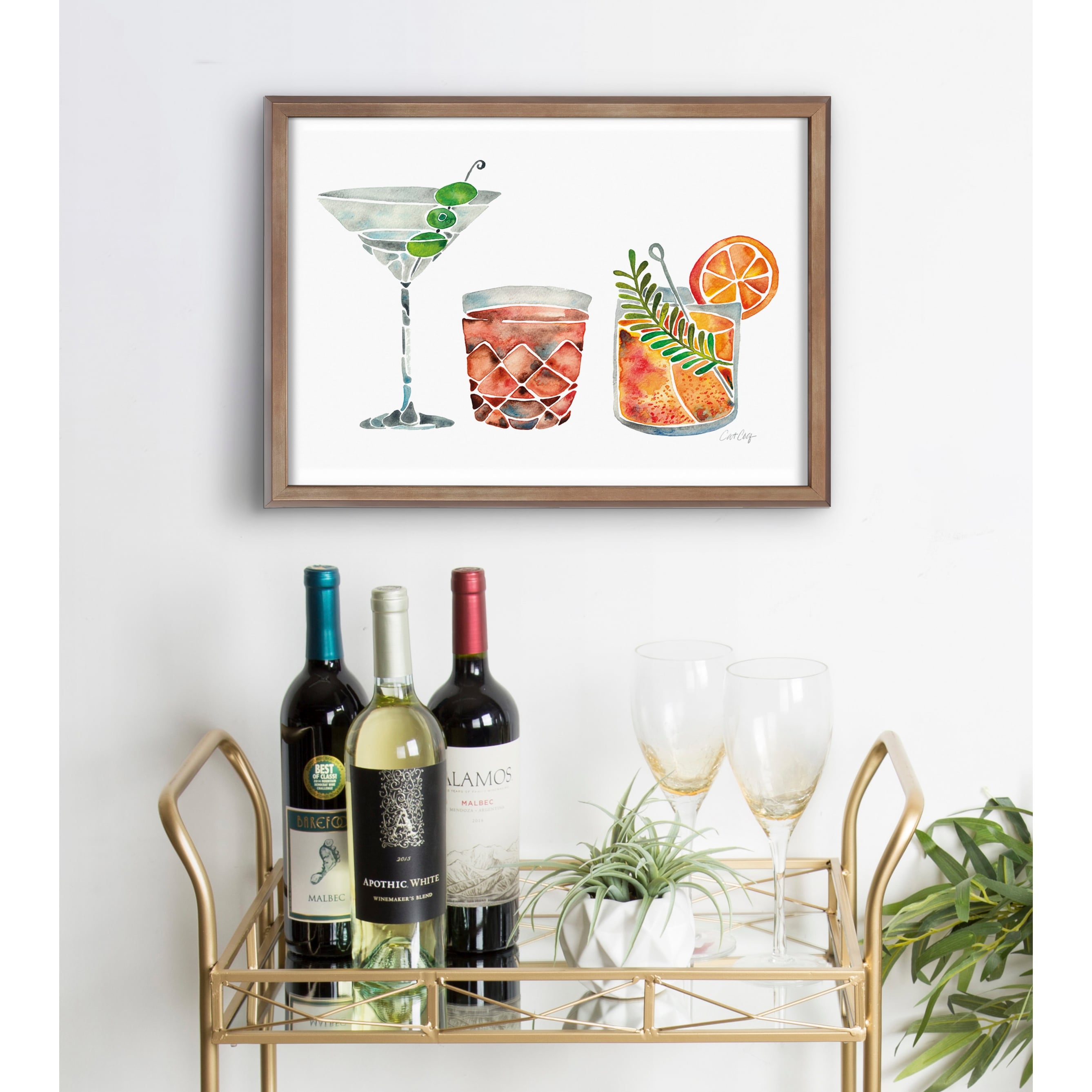 Kate And Laurel Blake Classic Cocktails Framed Printed Glass By Cat Coquillette