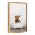 Kate And Laurel Blake Cow In Tub Framed Printed Glass By Amy Peterson