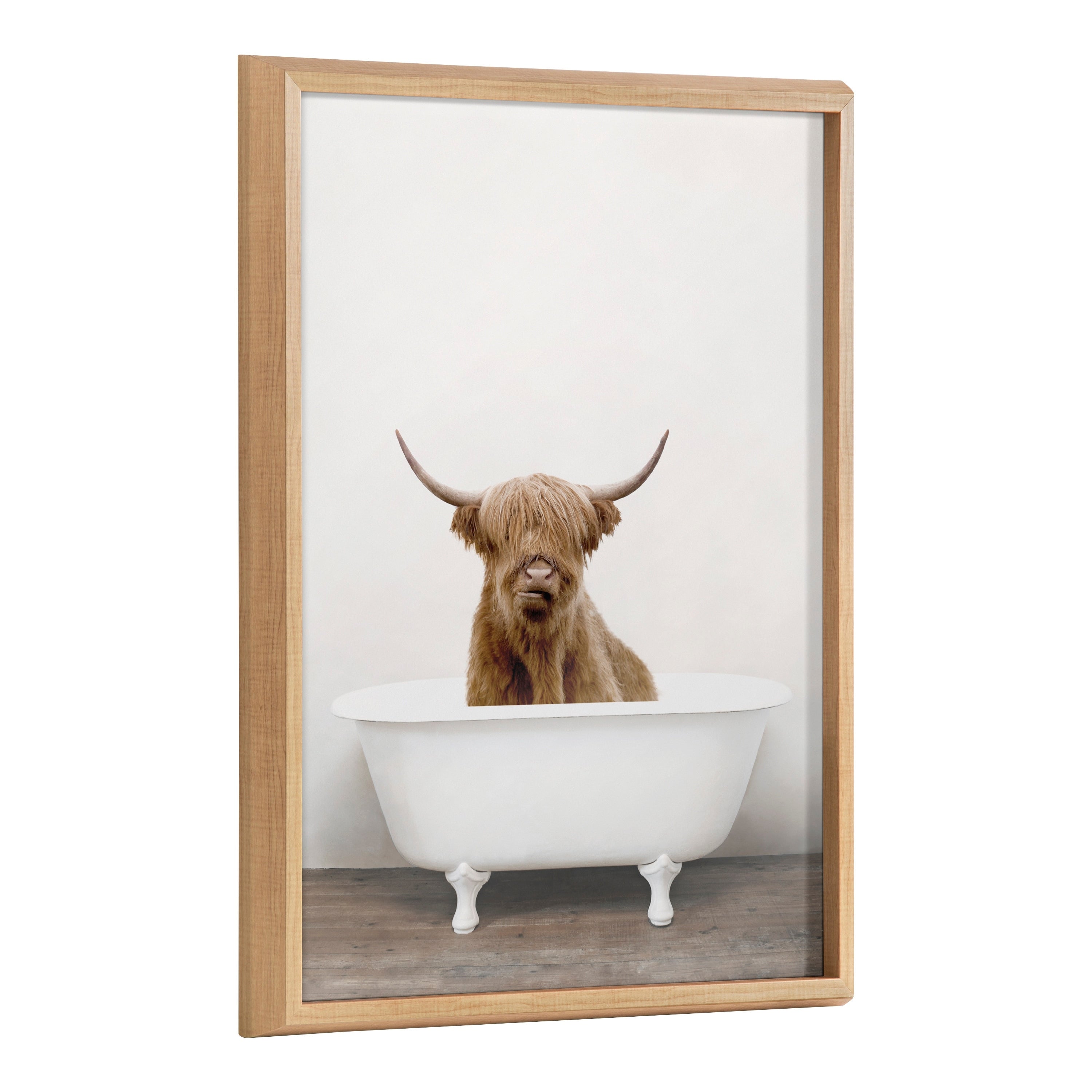 Kate And Laurel Blake Cow In Tub Framed Printed Glass By Amy Peterson