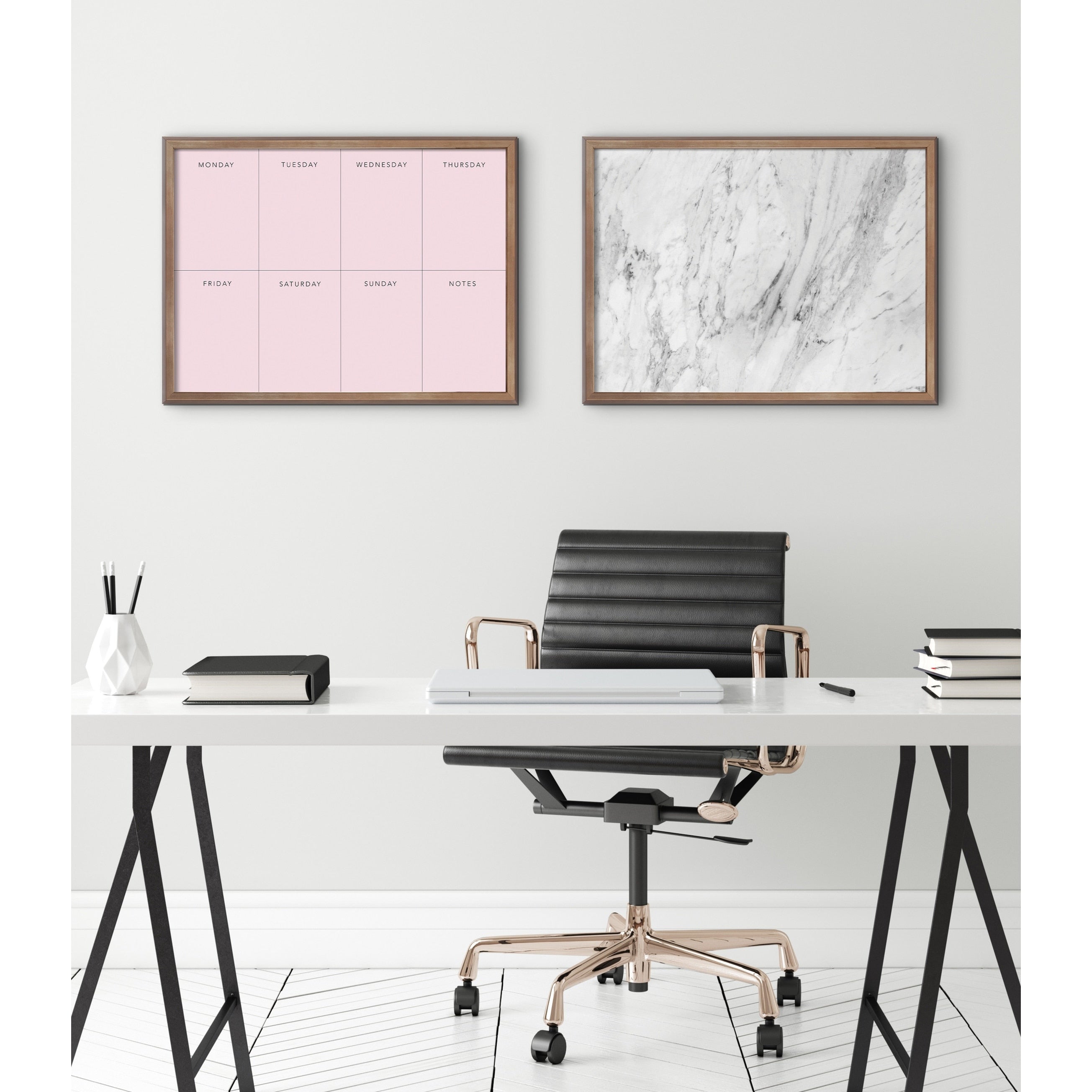 Kate And Laurel Blake Gray Marble Framed Printed Glass By The Creative Bunch Studio 18X24