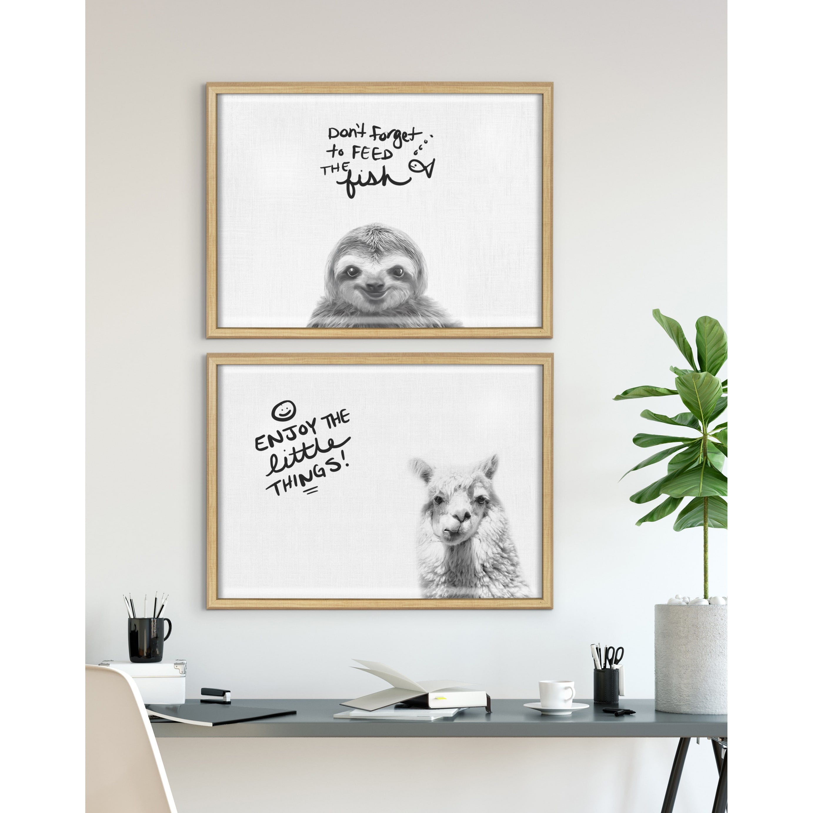 Kate And Laurel Blake Sloth Printed Glass By Simon Te Of Tai Prints 18X24