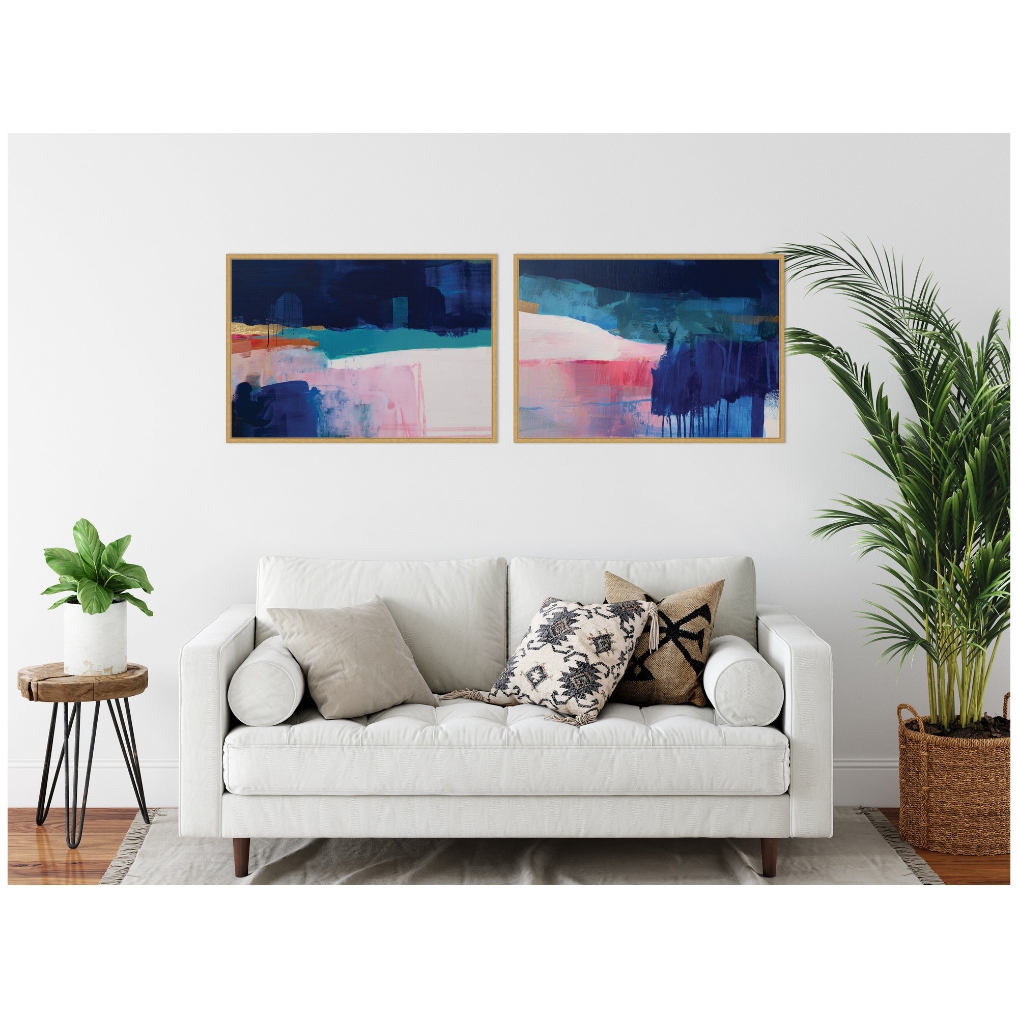 Kate And Laurel Blue Current No. 1 No. 2 2 Piece Framed Canvas Wall Art Set By Amy Lighthall