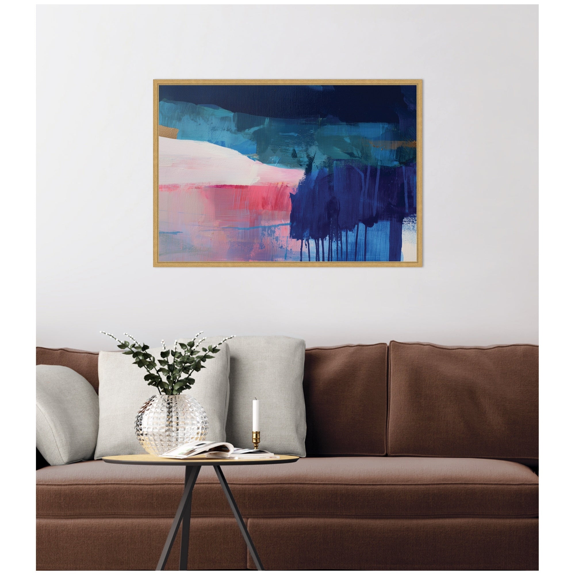 Kate And Laurel Blue Current No. 2 By Amy Lighthall Framed Canvas Wall Art Print