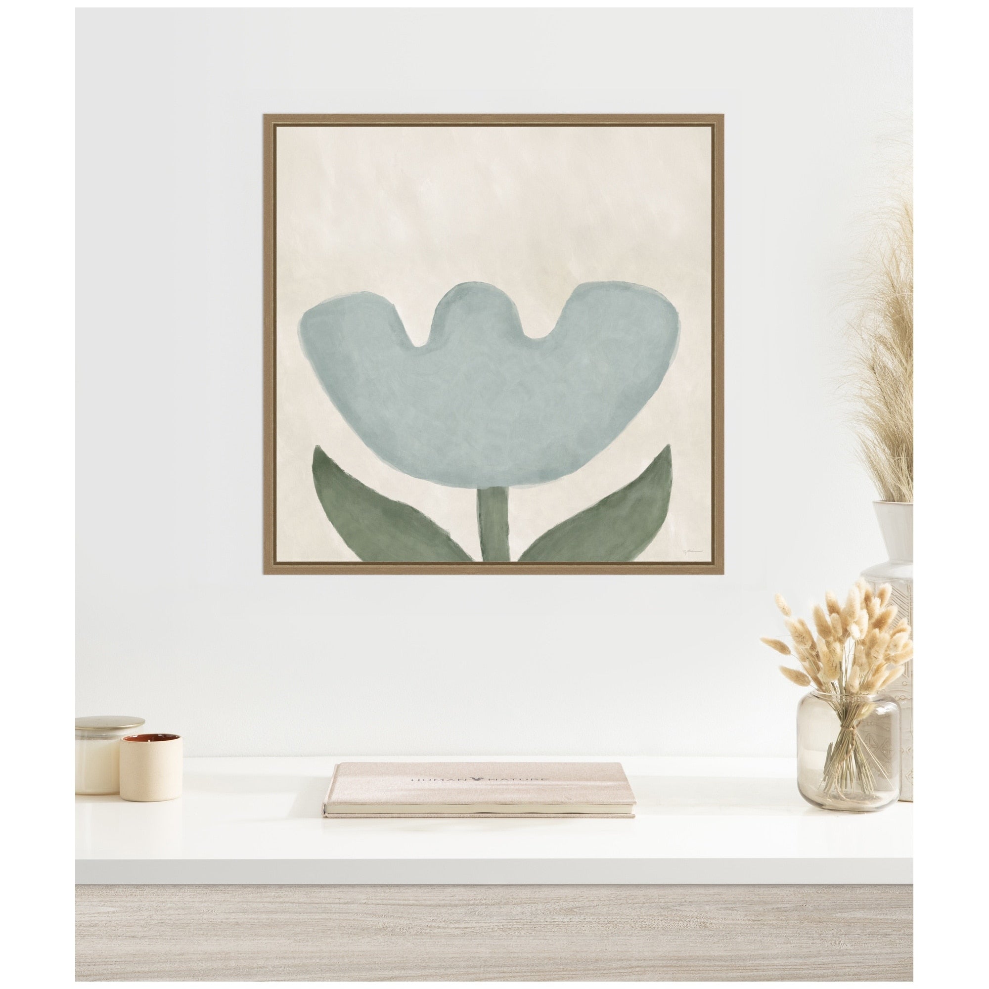 Kate And Laurel Blue Flower By Gabrielly Guedes Framed Canvas Wall Art Print