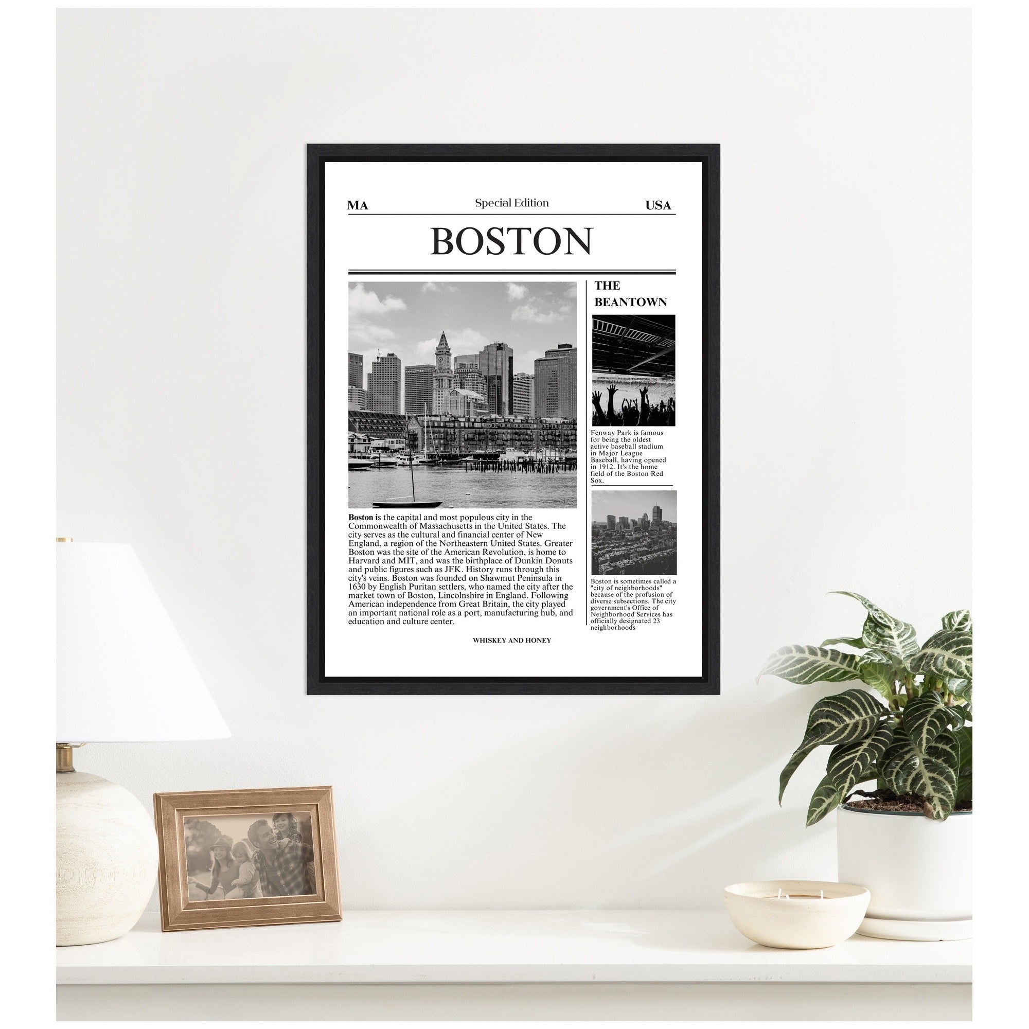 Kate And Laurel Boston Article By Megan Ryan Framed Canvas Wall Art Print