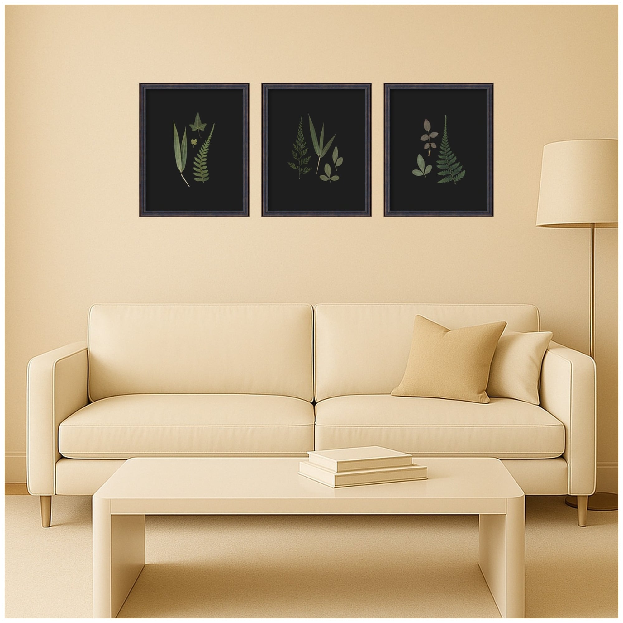 Kate And Laurel Botanical Leaf Study 3 Piece Framed Wall Art Print Set By Stephanie Klatt
