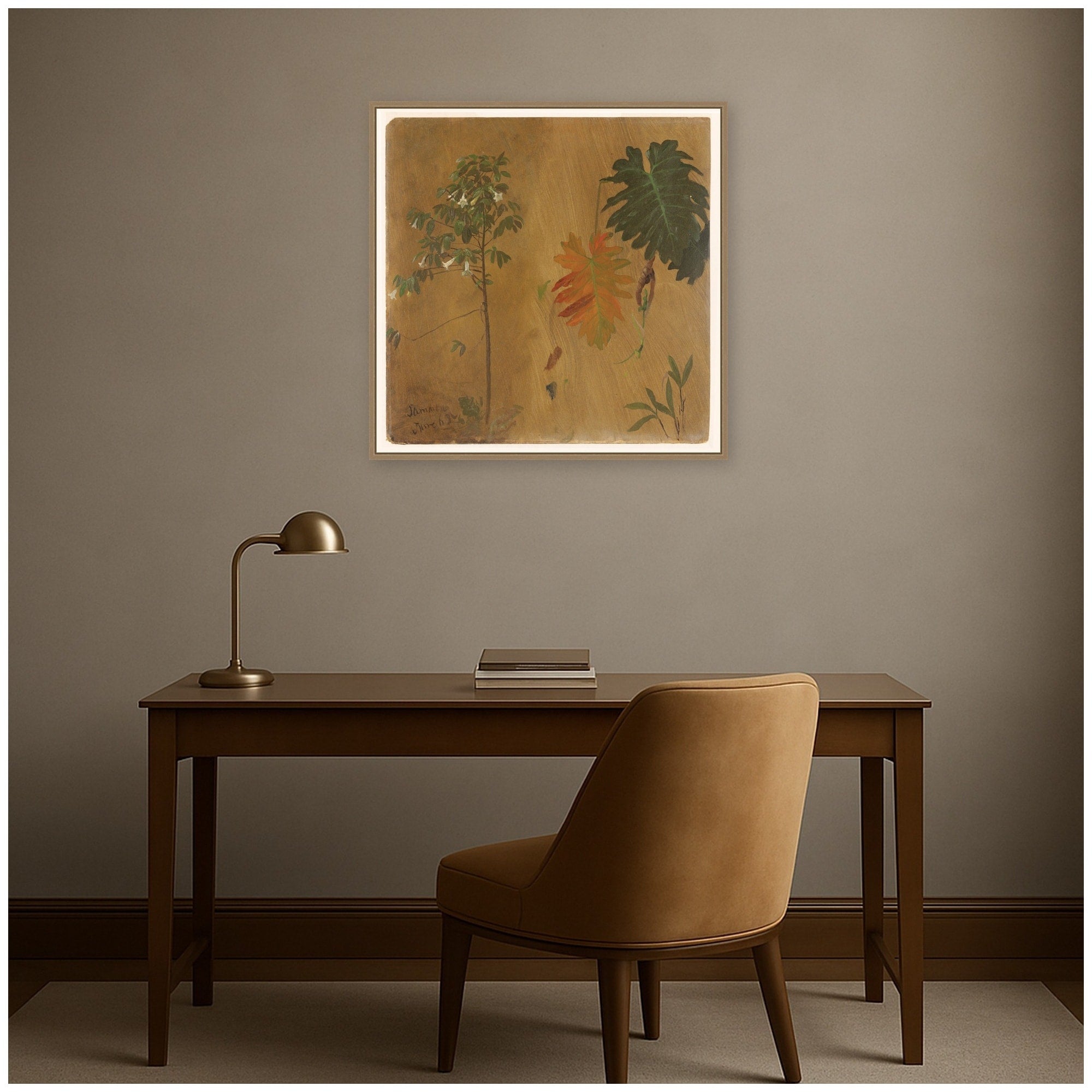 Kate And Laurel Botanical Sketch Jamaica Frederic Church By The Smithsonian American Art Museum Framed Canvas Wall Art Print