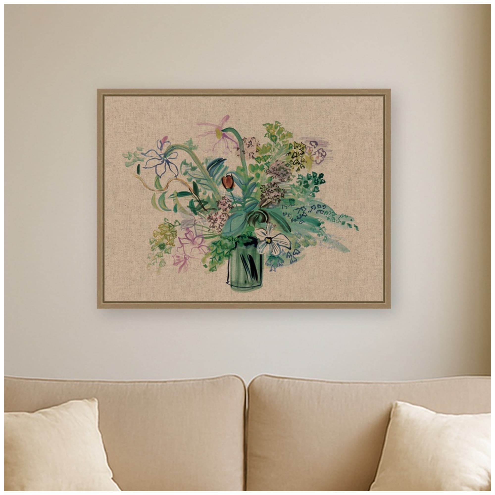 Kate And Laurel Bouquet A La Fleur Jaune By Raoul Dufy By Nostalgia Prints Framed Canvas Wall Art Print