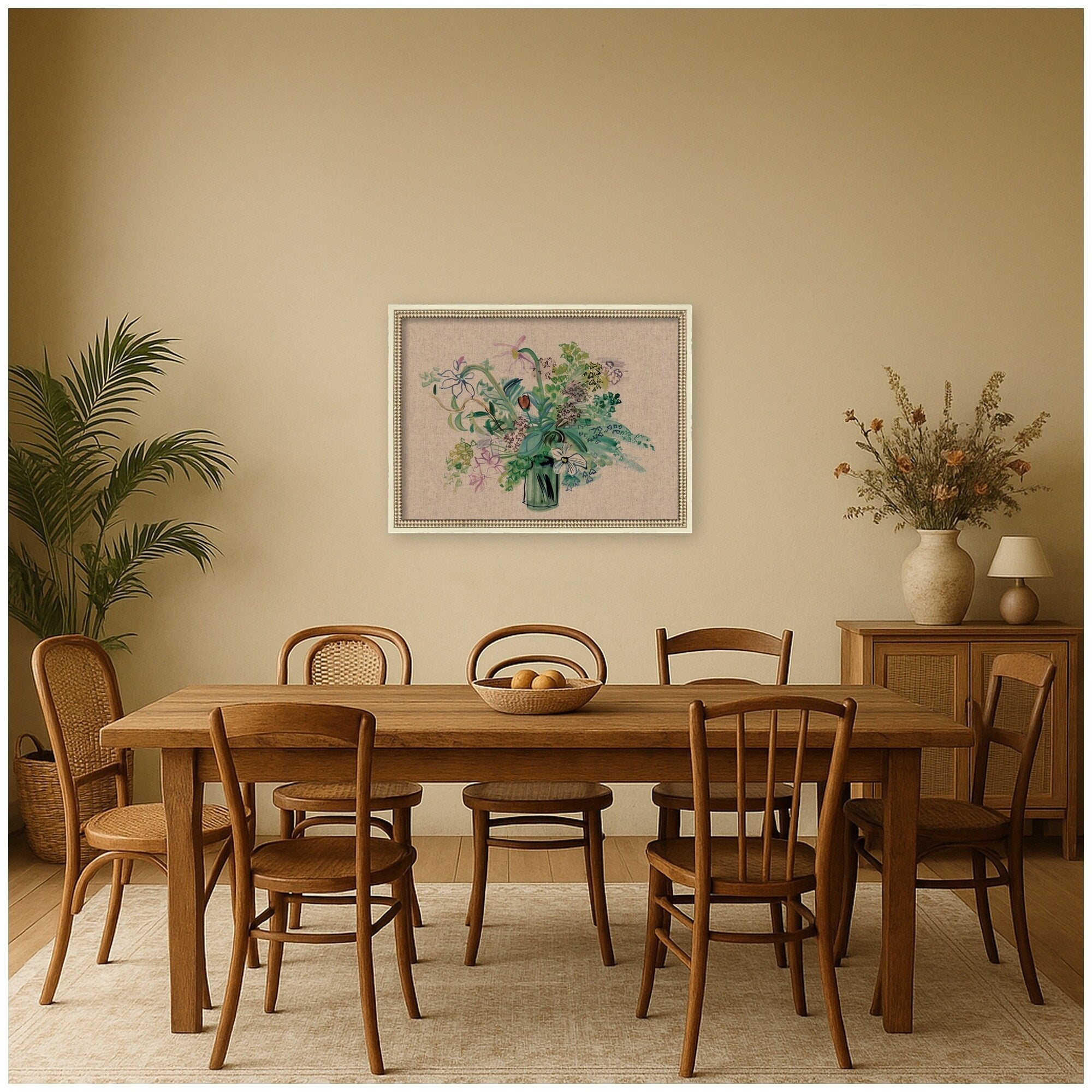 Kate And Laurel Bouquet A La Fleur Jaune By Raoul Dufy By Nostalgia Prints Framed Mounted Canvas Wall Art Print
