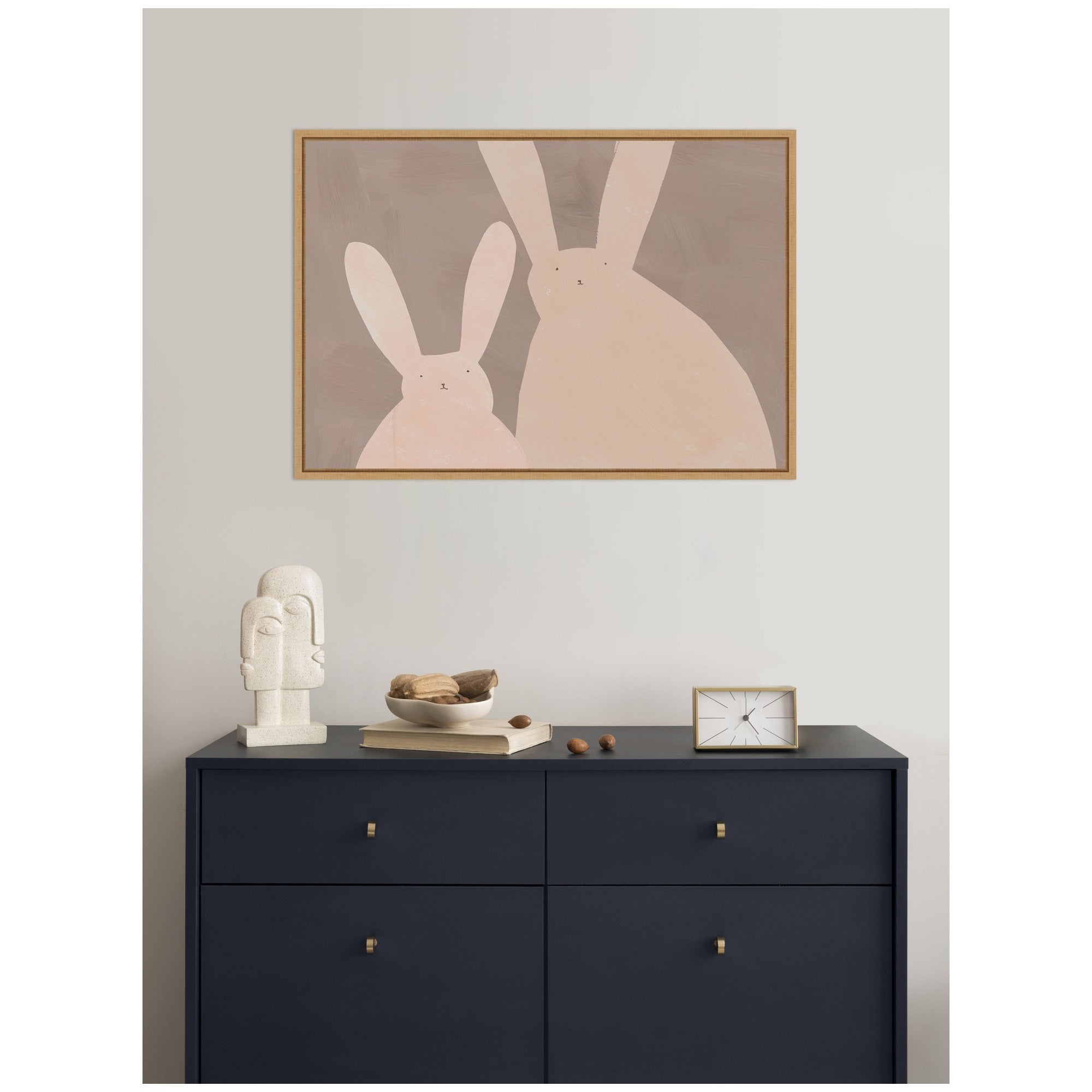 Kate And Laurel Bunny Mama And Baby Ii By Alicia Abla Framed Canvas Wall Art Print