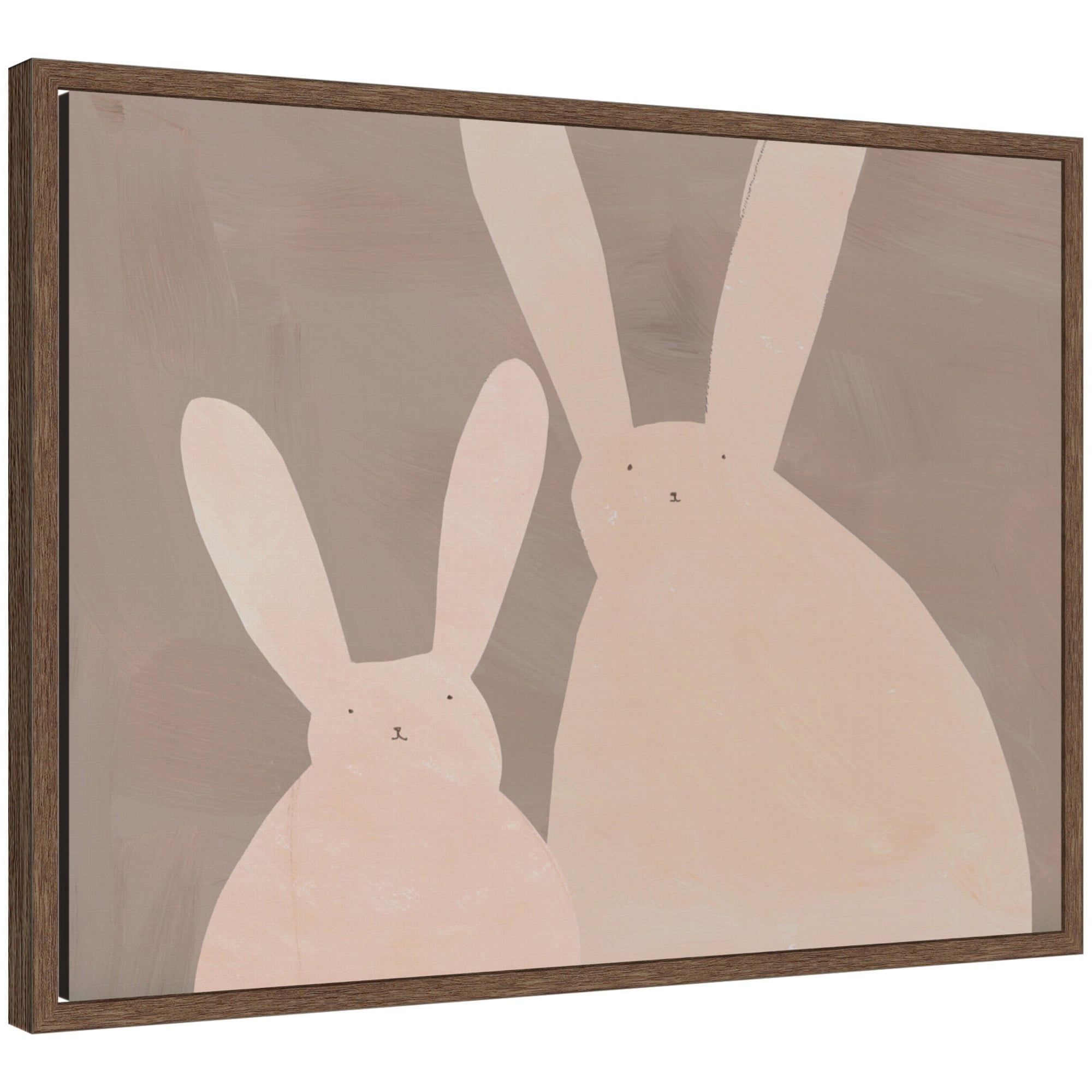 Kate And Laurel Bunny Mama And Baby By Alicia Abla Framed Canvas Wall Art Print