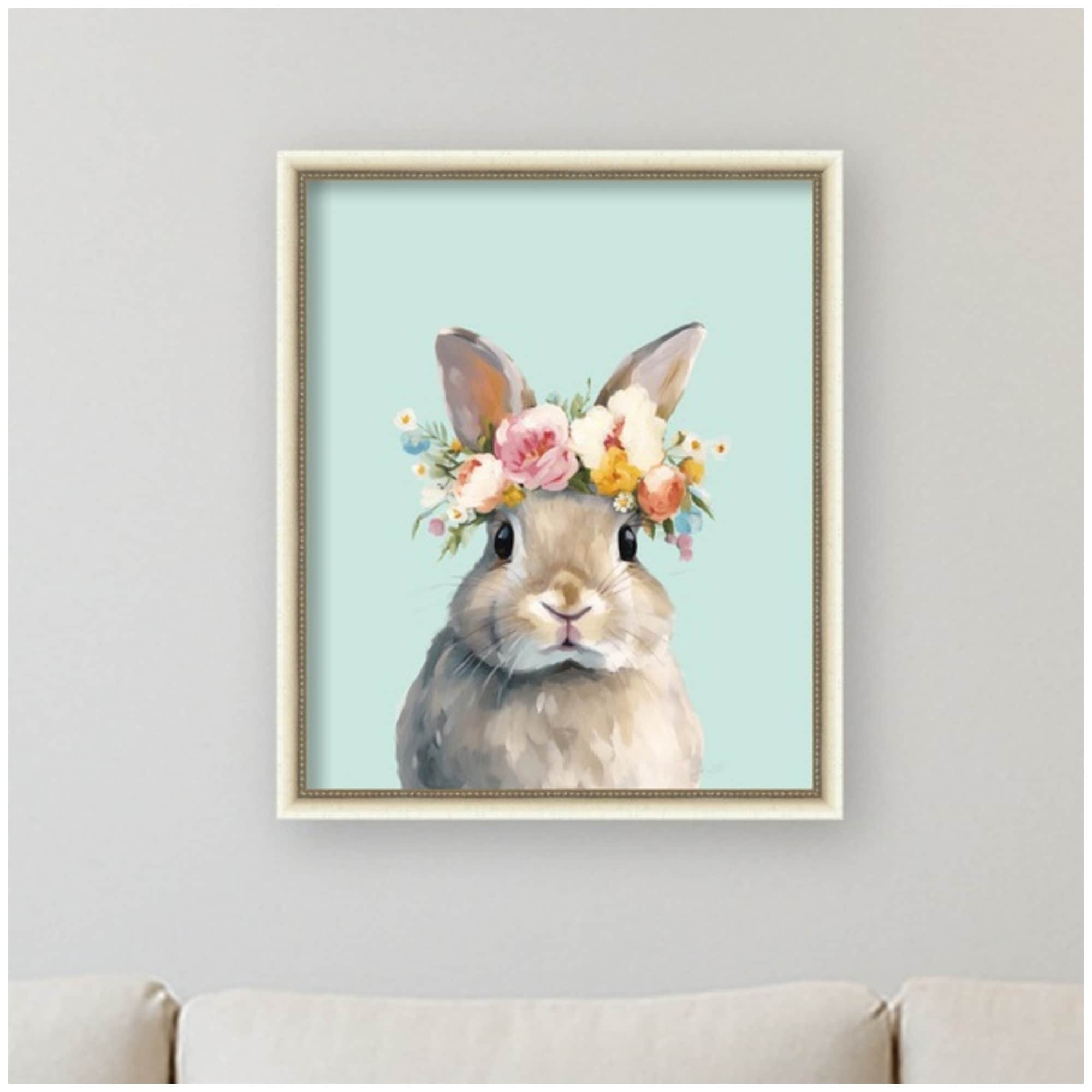 Kate And Laurel Bunny By Honey Island Studio Framed Mounted Canvas Wall Art Print