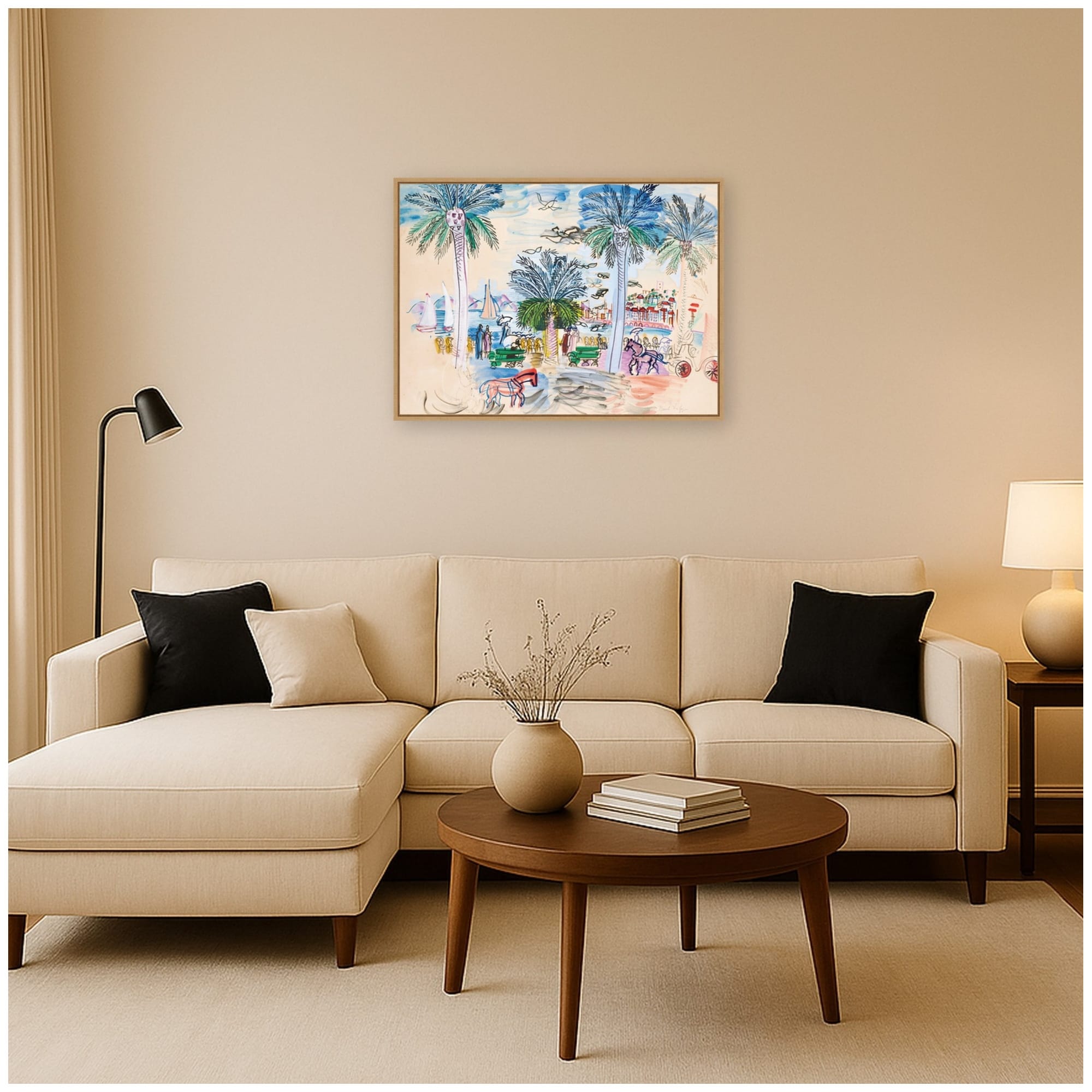 Kate And Laurel Cannes Le Suquet Croisette Raoul Dufy By Nostalgia Prints Framed Canvas Wall Art Print