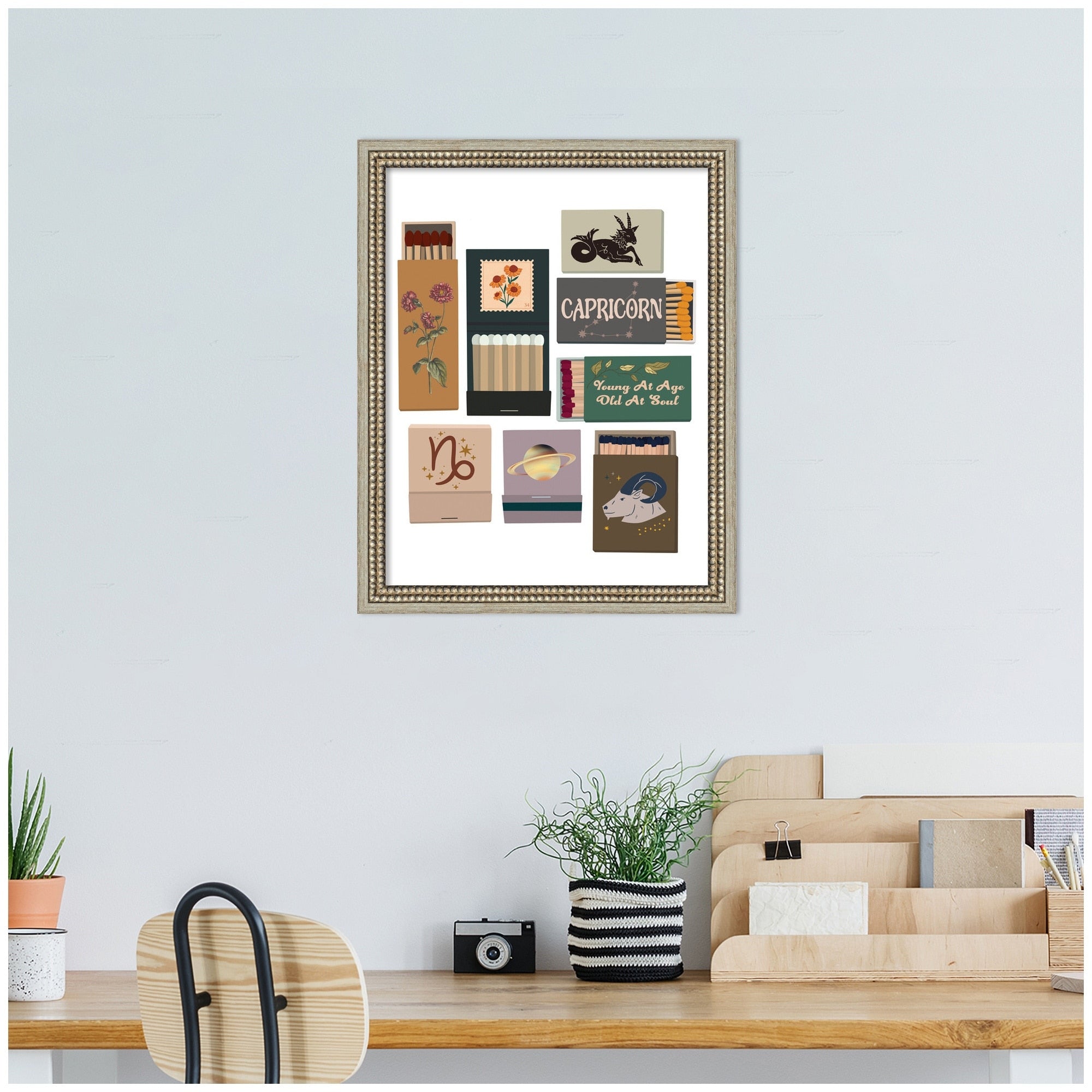 Kate And Laurel Capricorn Matchbooks 14X18 Fc By Megan Ryan Framed Wall Art Print