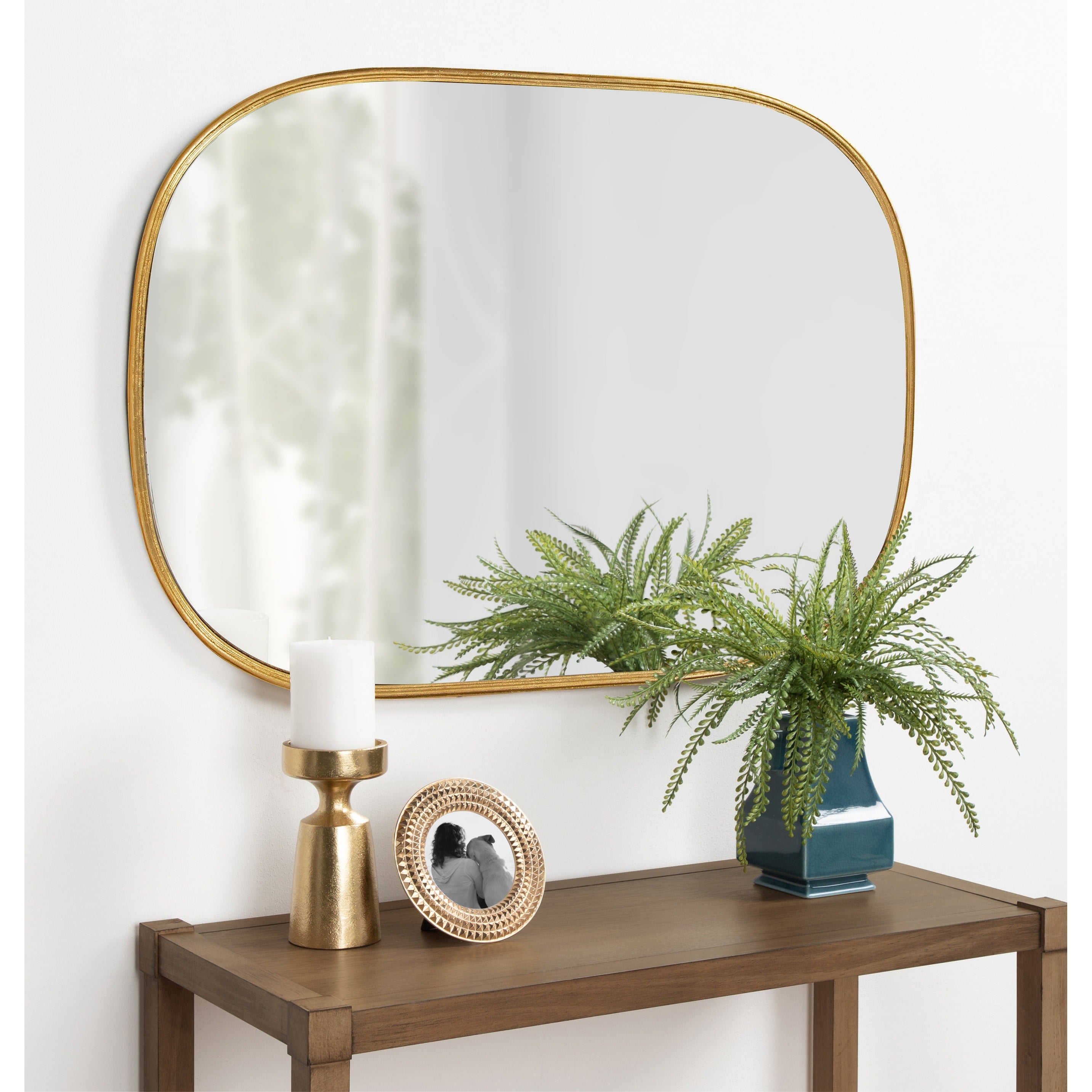 Kate And Laurel Caskill Rounded Rectangle Gold Leaf Wall Mirror