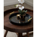 Kate And Laurel Caspen Round Cut Out Pattern Decorative Gold Metal Handles Tray