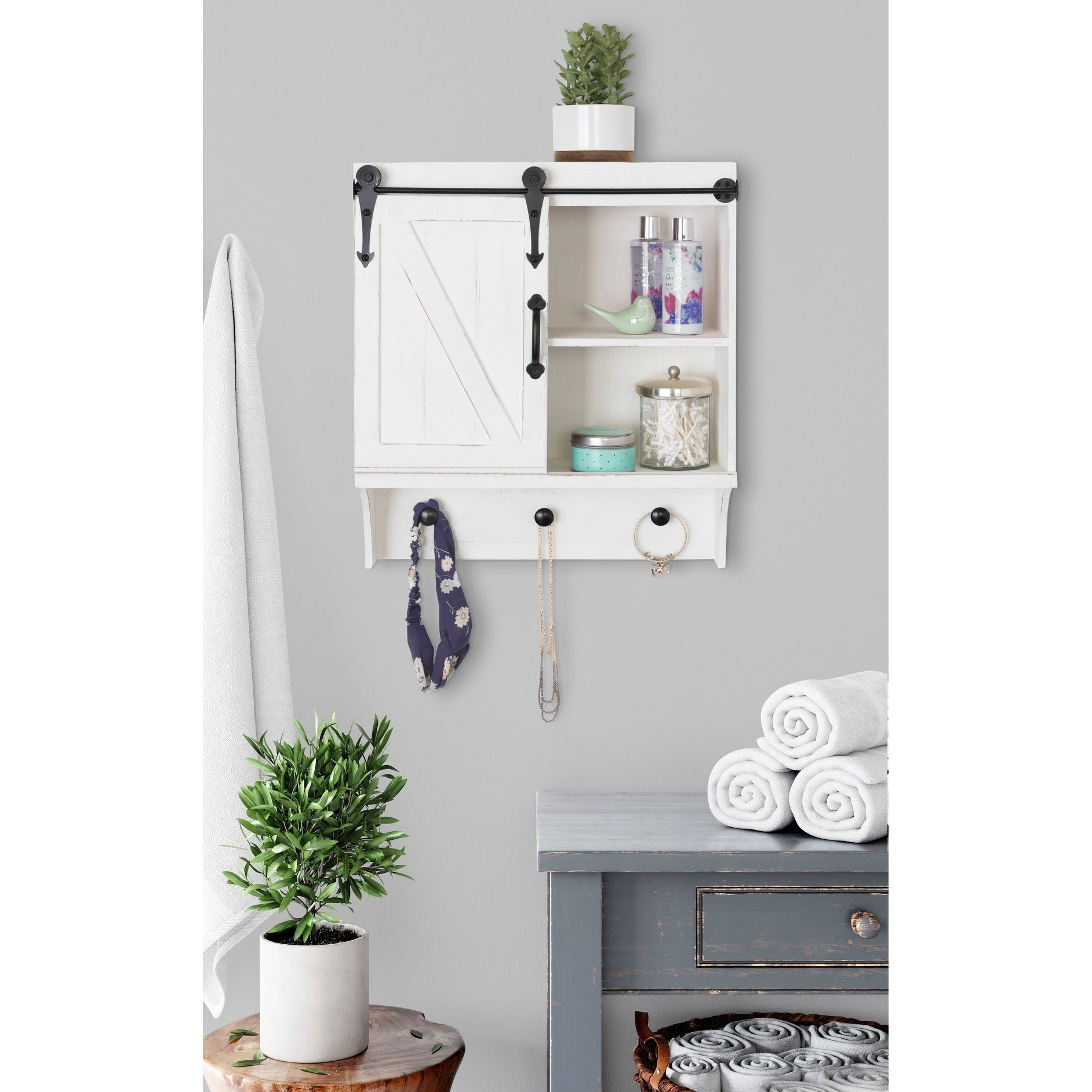 Kate And Laurel Cates Barn Door Wood Wall Mounted Cabinet 18X8X20