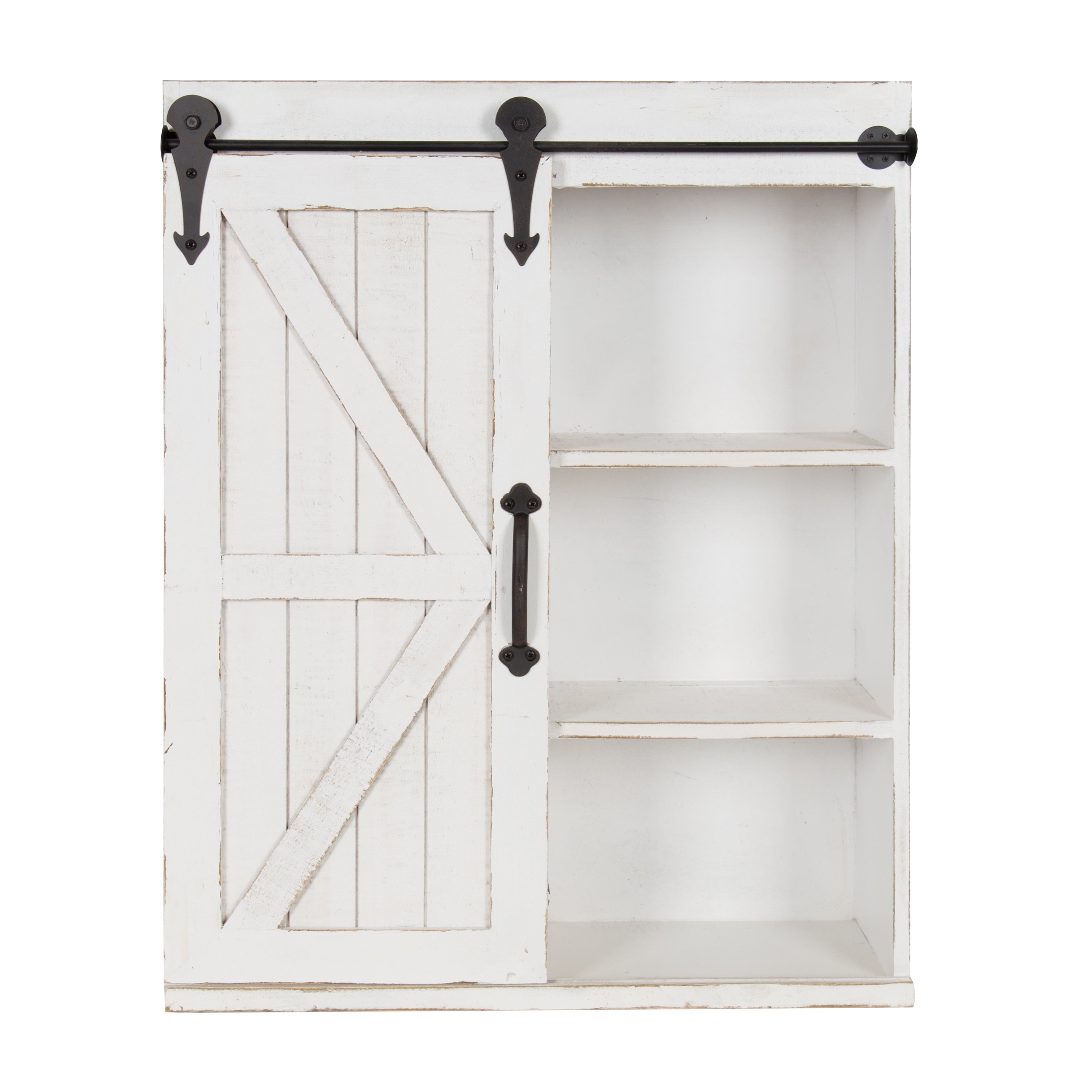 Kate And Laurel Cates Wood Wall Storage Cabinet With Sliding Barn Door