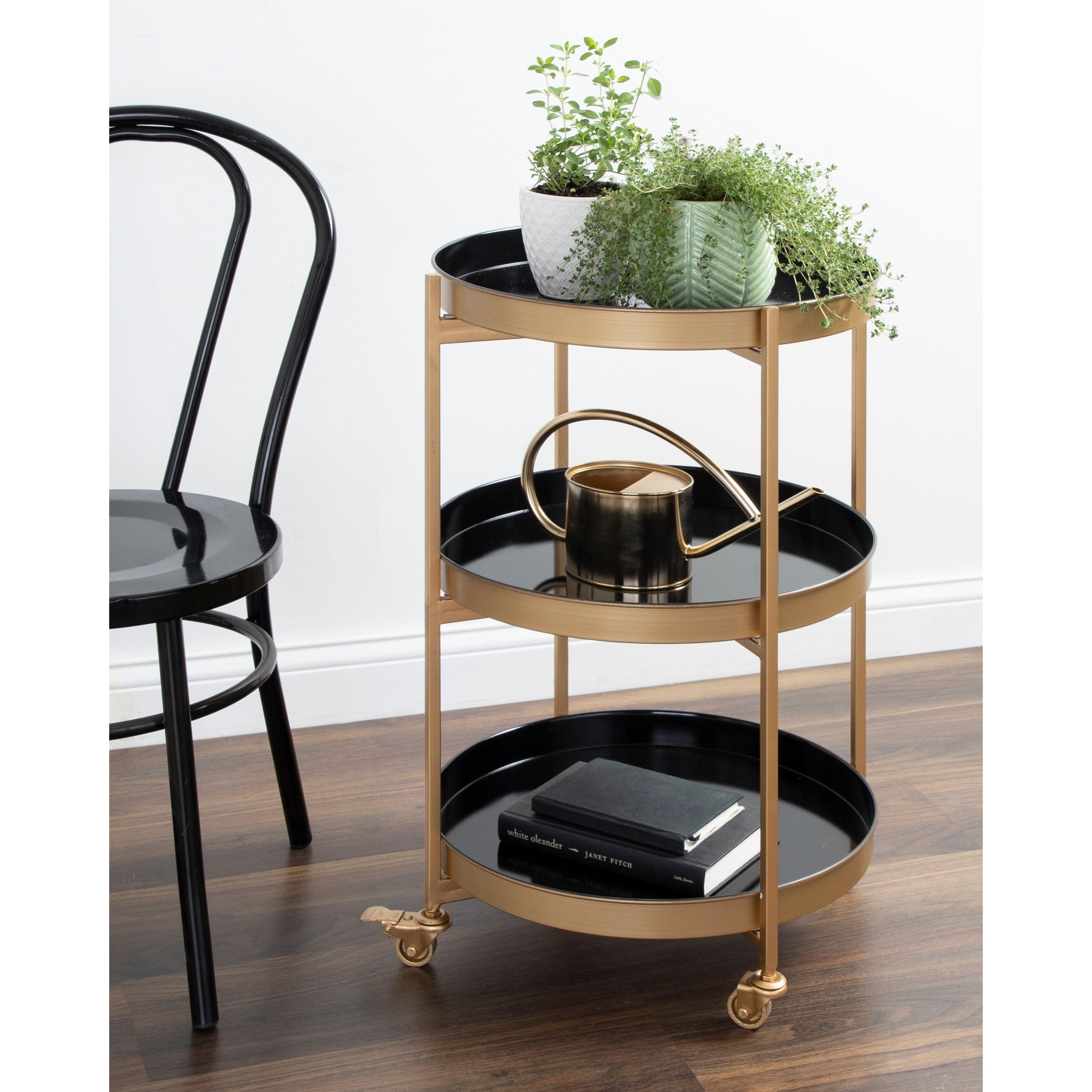 Kate And Laurel Celia Round Metal Bar Cart 18.5X18.5X30