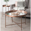 Kate And Laurel Celia Metal Glass Round Mirrored Coffee Table