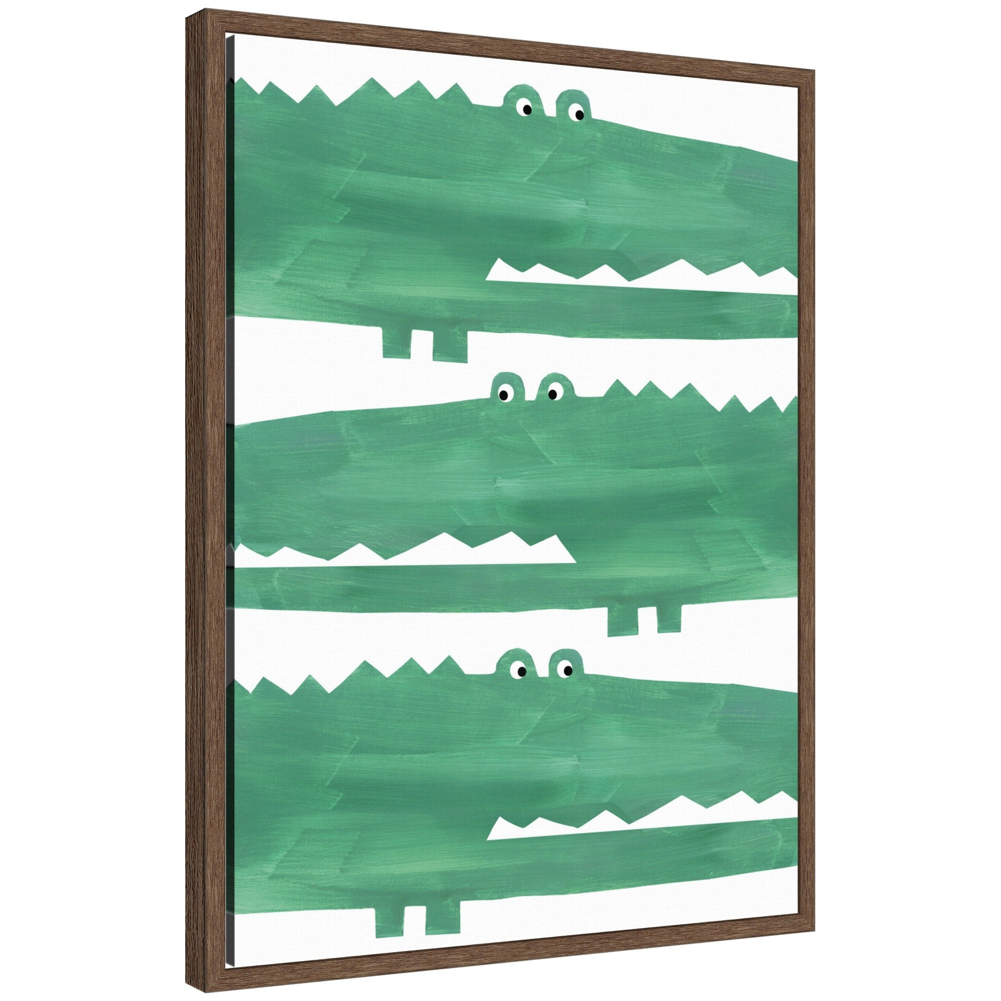 Kate And Laurel Chomp Chomp Crocodile By Alicia Abla Framed Canvas Wall Art Print