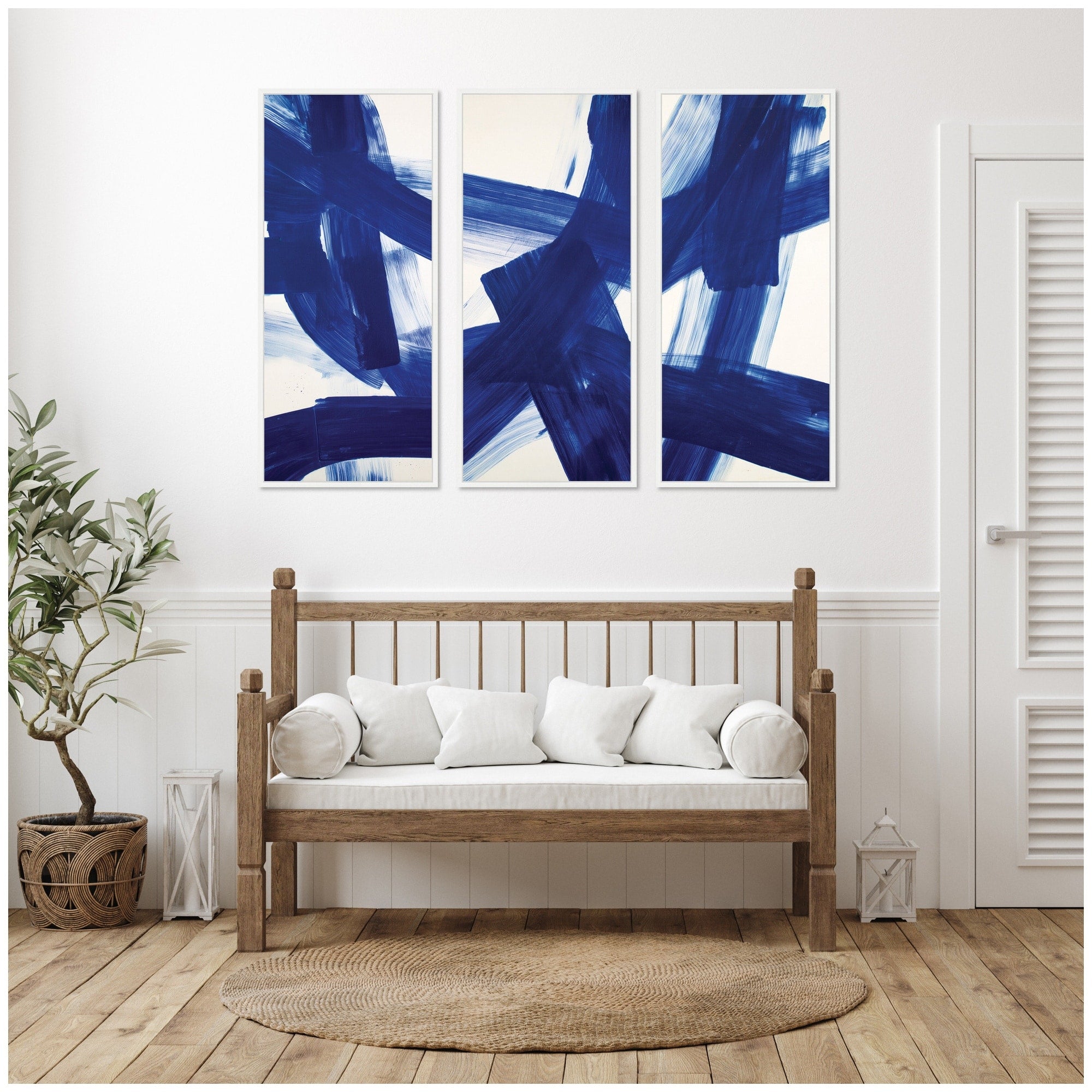 Kate And Laurel Cobalt Mark No. 1 No. 2 No. 3 3 Piece Framed Canvas Wall Art Set By Amy Lighthall