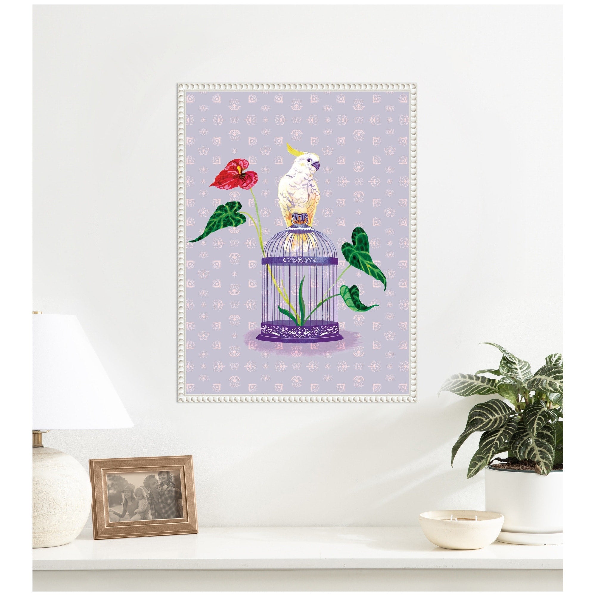 Kate And Laurel Cockatoo And Anthuriums By Lucia Gianello Framed Canvas Wall Art Print