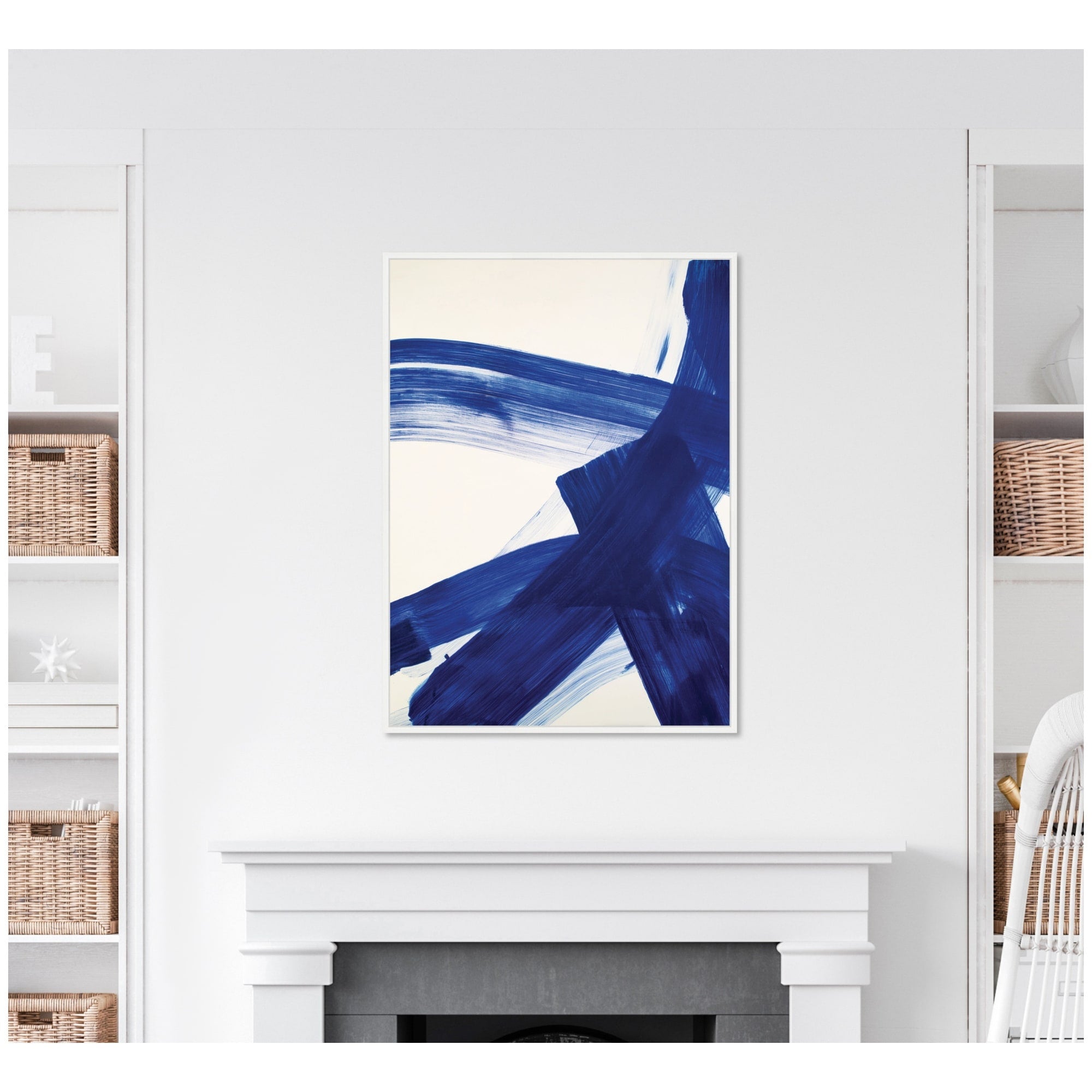Kate And Laurel Colbalt Mark No. 2 By Amy Lighthall Framed Canvas Wall Art Print