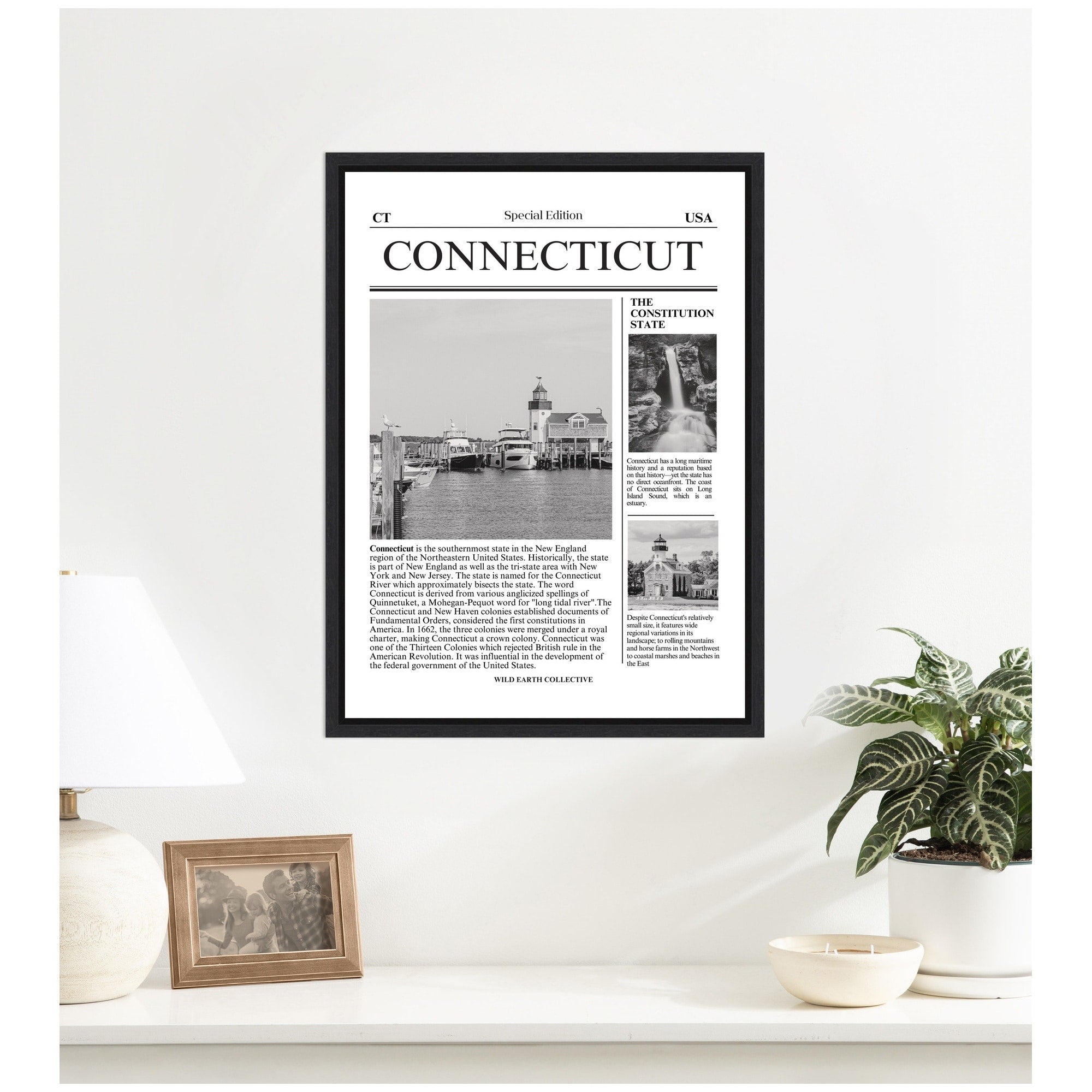 Kate And Laurel Connecticut Article By Megan Ryan Framed Canvas Wall Art Print