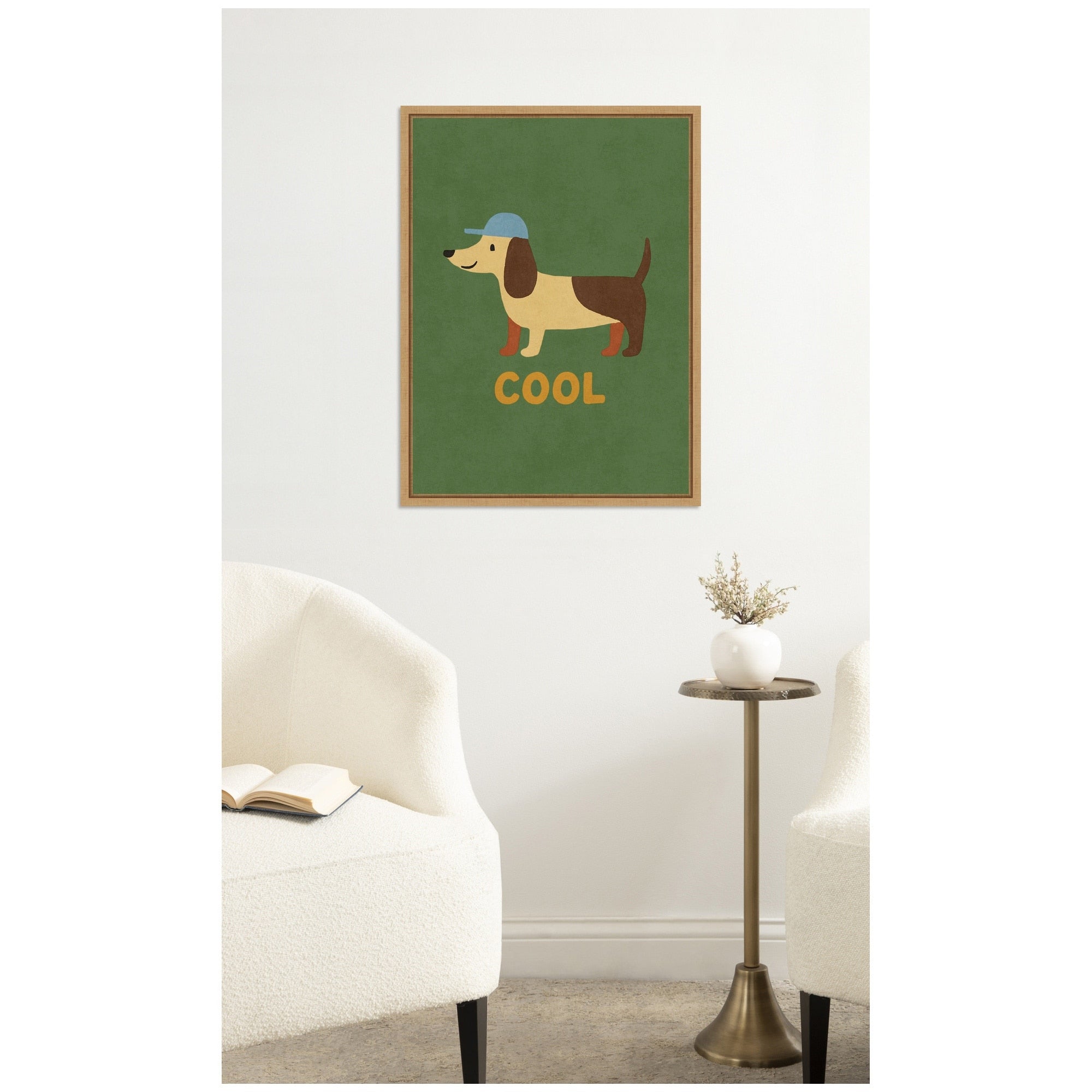 Kate And Laurel Cool Dog By Laura Moss Framed Canvas Wall Art Print