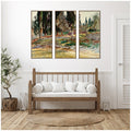 Kate And Laurel Cypress Trees At San Vigilio Lake Garda John Singer Sargent 3 Piece Framed Canvas Art Set By Nostalgia Prints