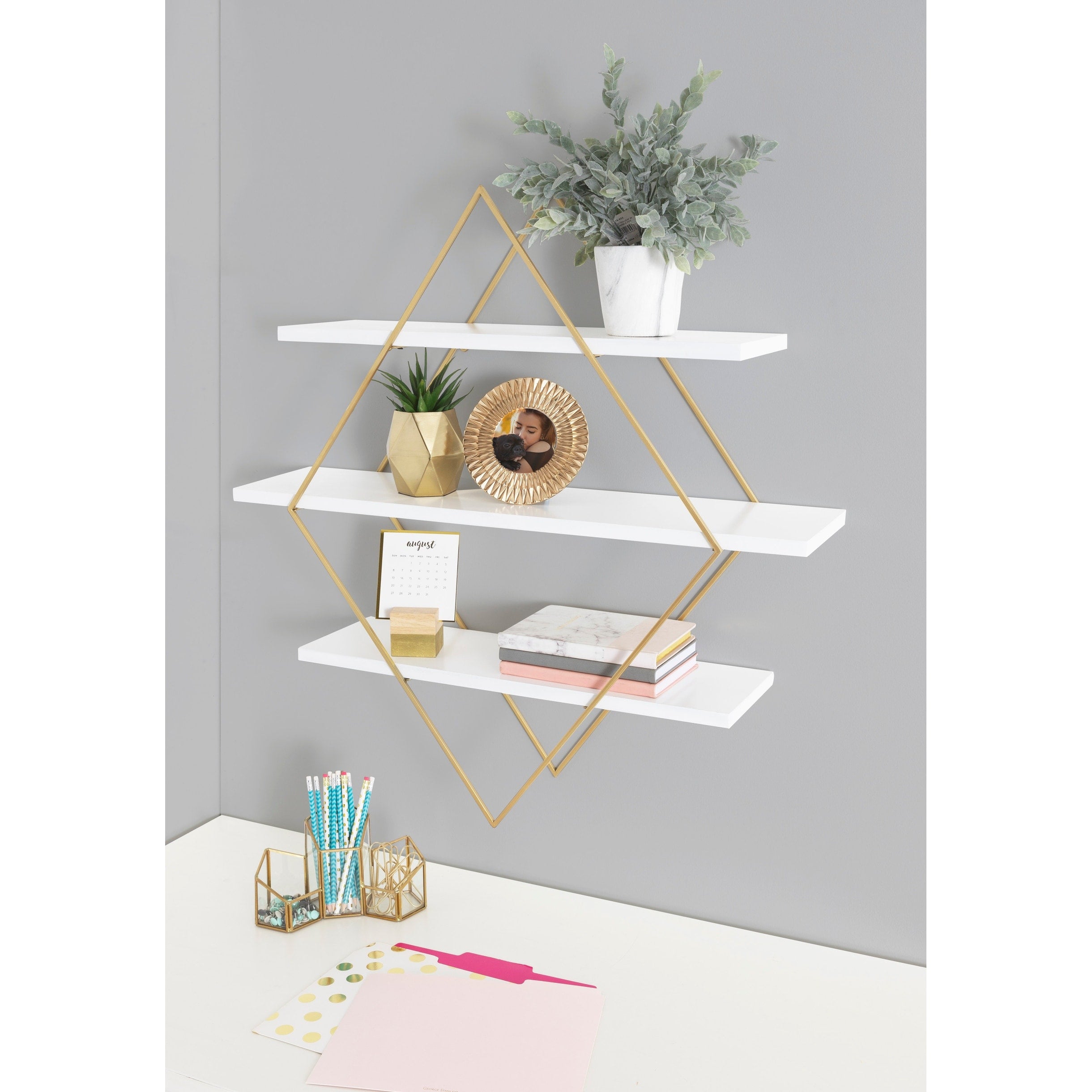 Kate And Laurel Daxton Wood And Metal Wall Shelf 30.5X31.75