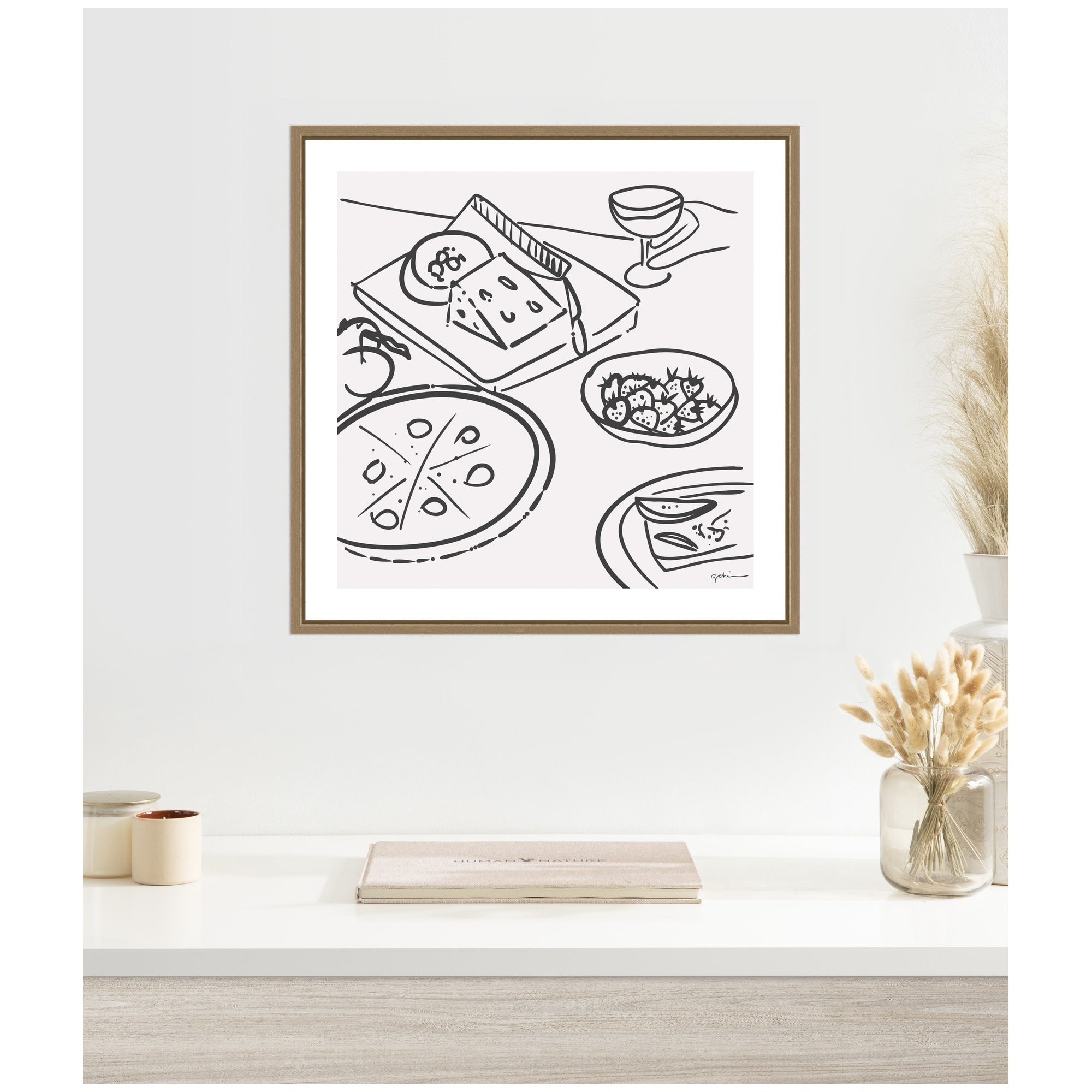 Kate And Laurel Dinner Club By Gabrielly Guedes Framed Canvas Wall Art Print