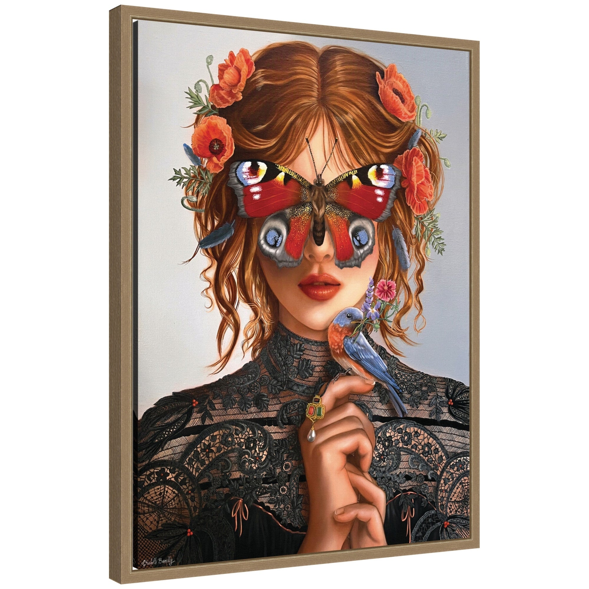 Kate And Laurel Dreamer By Charlotte Brindley Framed Canvas Wall Art Print