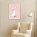 Kate And Laurel Duck Pink Bow Pink Stripes By Molly Dillon From The Lil Dills Shop Framed Canvas Wall Art Print