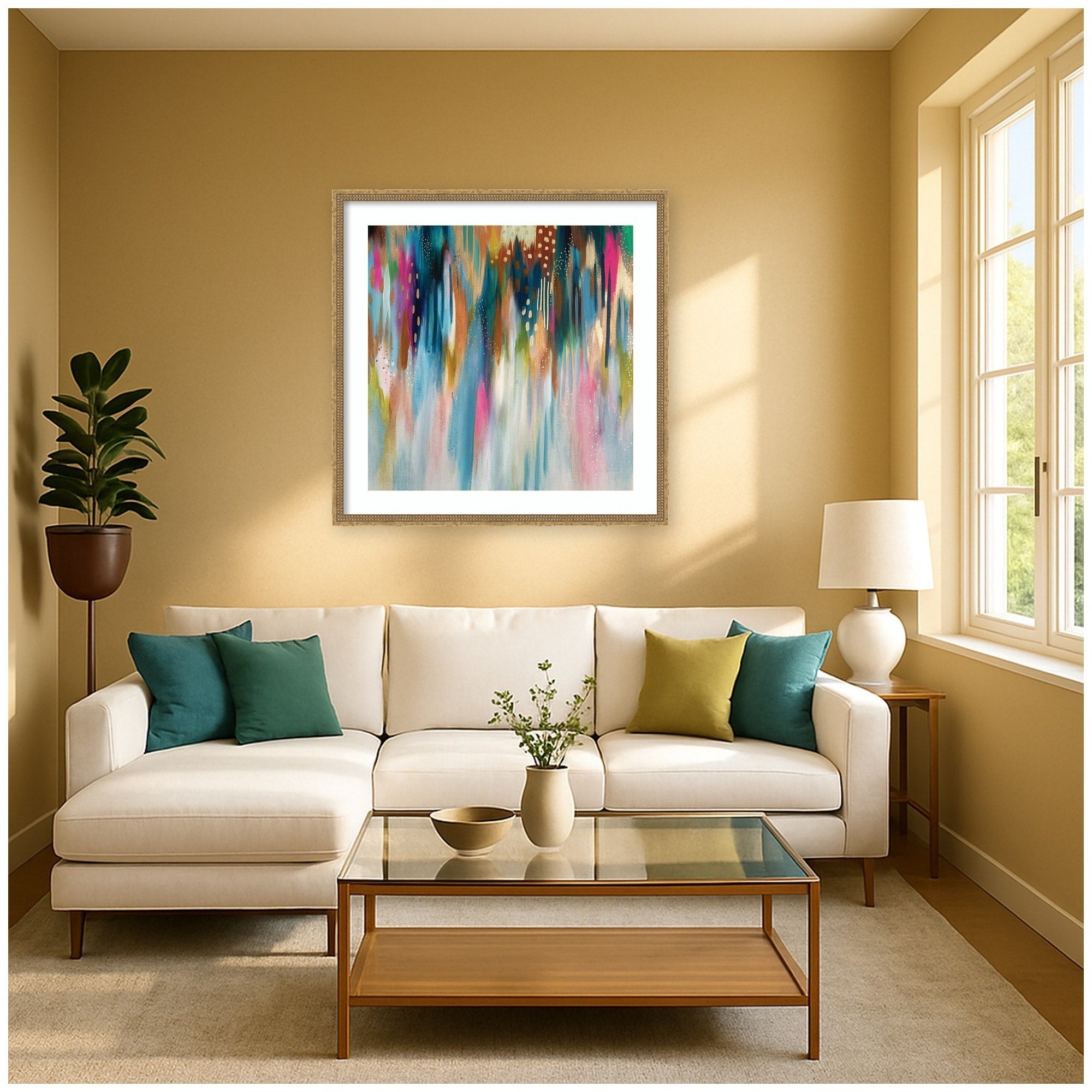 Kate And Laurel Ev Brushstroke 142 Square By Jessi Raulet Of Ettavee Framed Wall Art Print